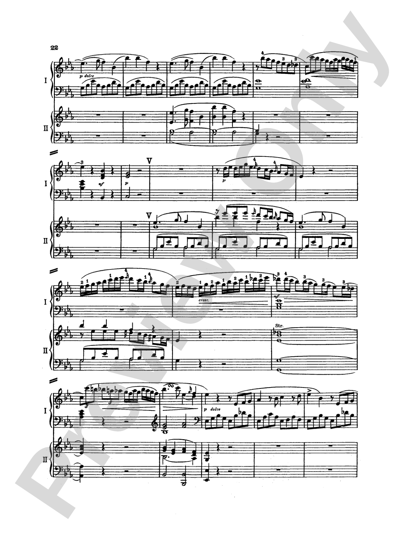 Mozart: Piano Concerto No. 22 in E flat Major, K. 482: Piano Duo (2 Pianos, 4 Hands) Book (2 copies required)