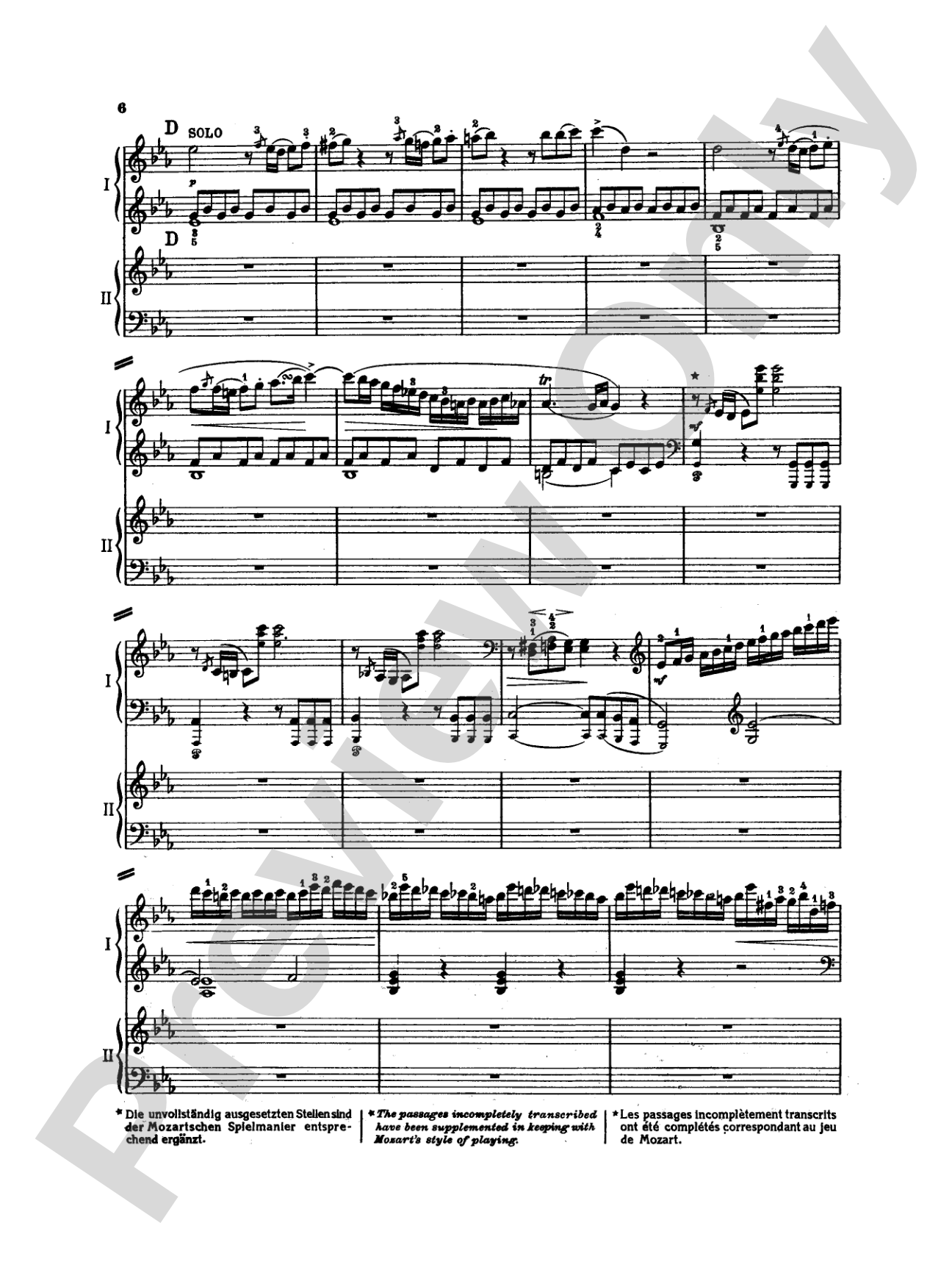 Mozart: Piano Concerto No. 22 in E flat Major, K. 482: Piano Duo (2 Pianos, 4 Hands) Book (2 copies required)