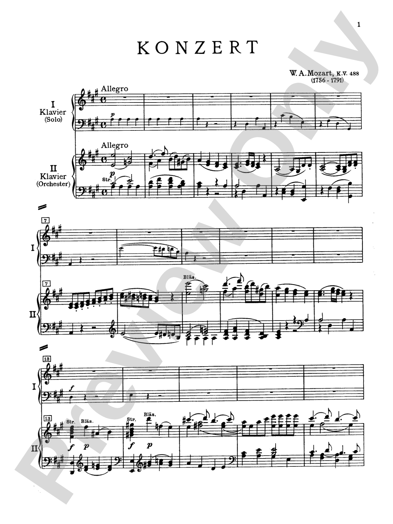 Mozart: Piano Concerto No. 23 in A Major, K. 488: Piano Duo (2 Pianos, 4 Hands) Book (2 copies required)