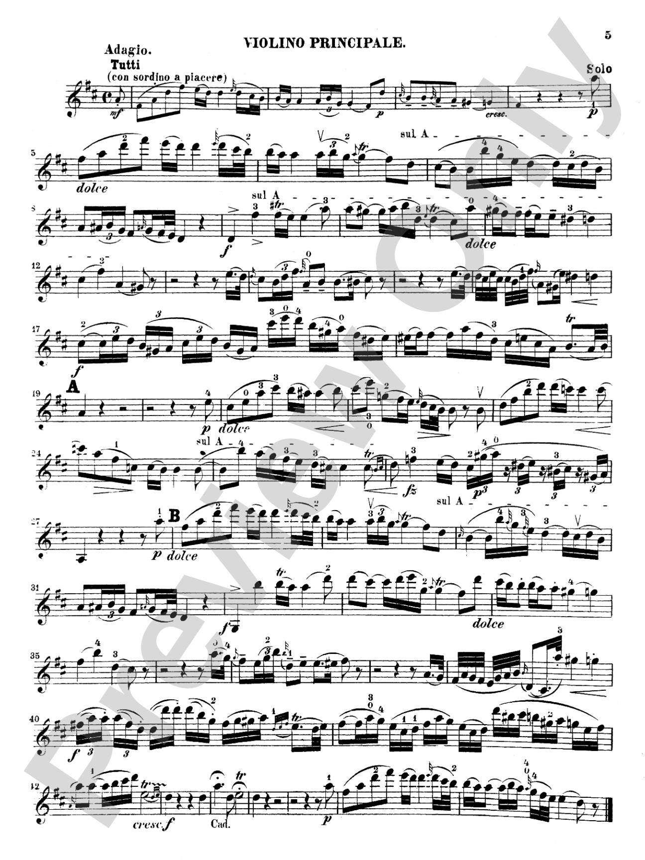 Mozart: Violin Concerto No. 3 in G Major, K.216: Violin Book