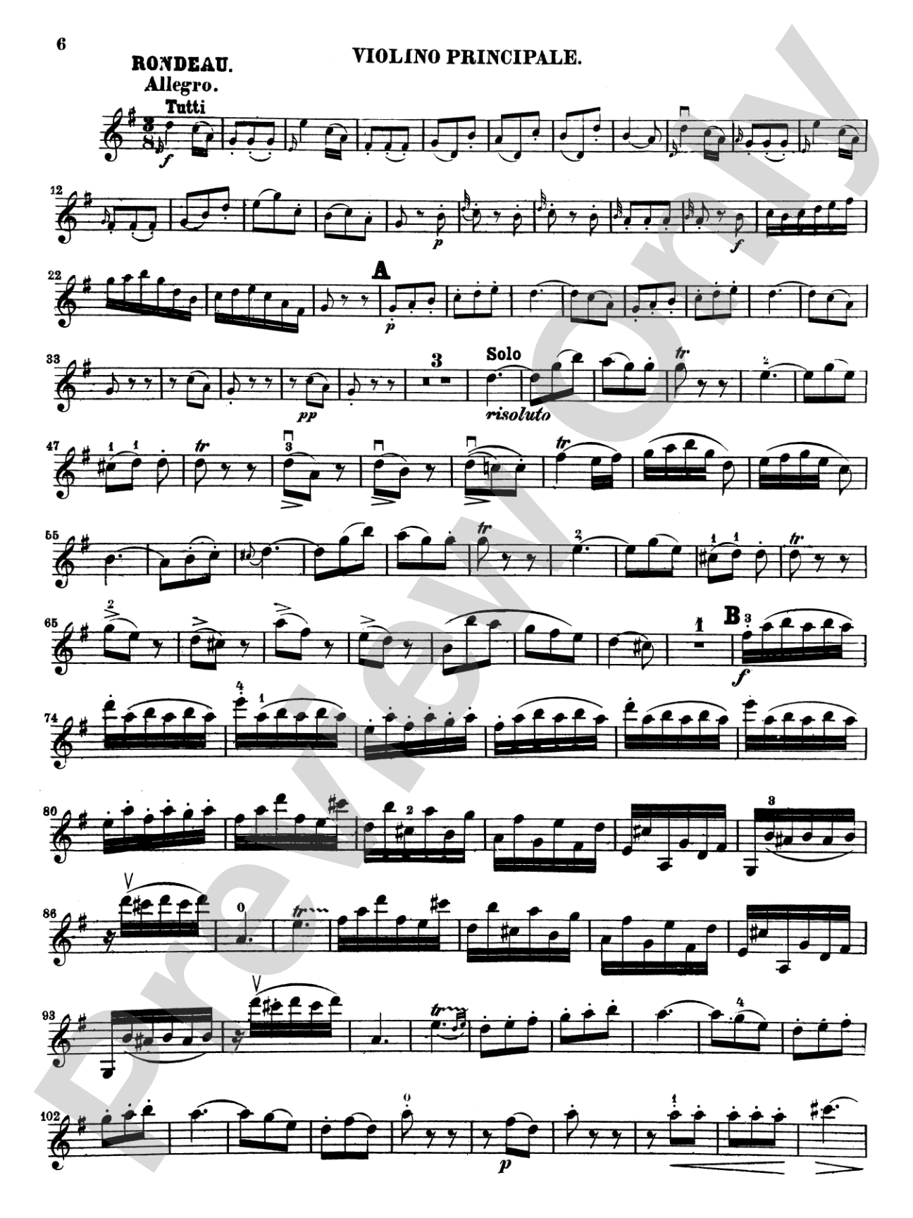 Mozart: Violin Concerto No. 3 in G Major, K.216: Violin Book