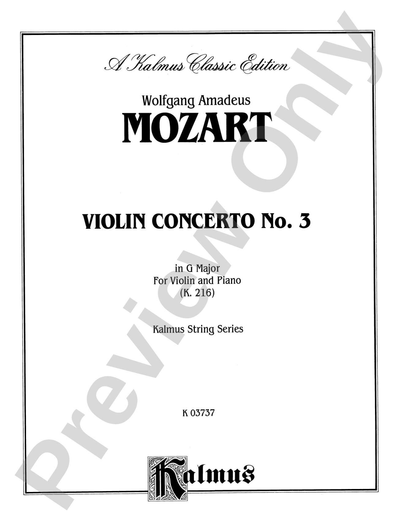Mozart: Violin Concerto No. 3 in G Major, K.216