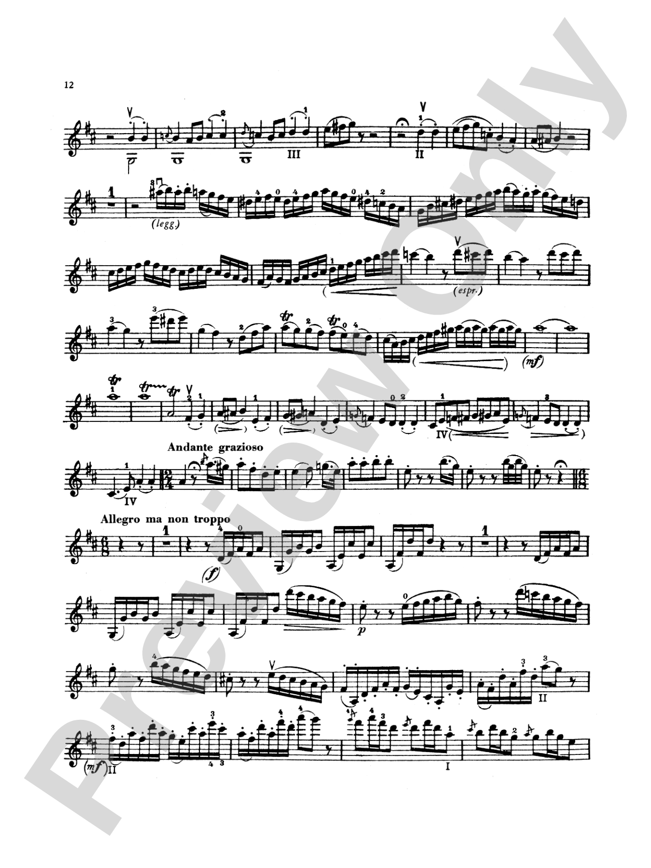 Mozart: Violin Concerto No. 4 in D Major, K. 218: Violin Book