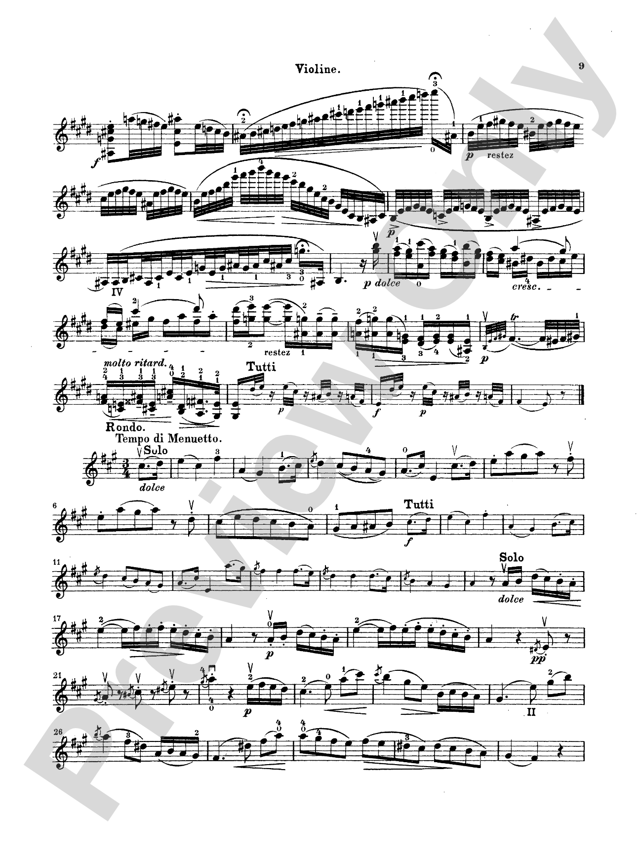 Mozart: Violin Concerto No. 5 in A Major, K. 219: Violin Book