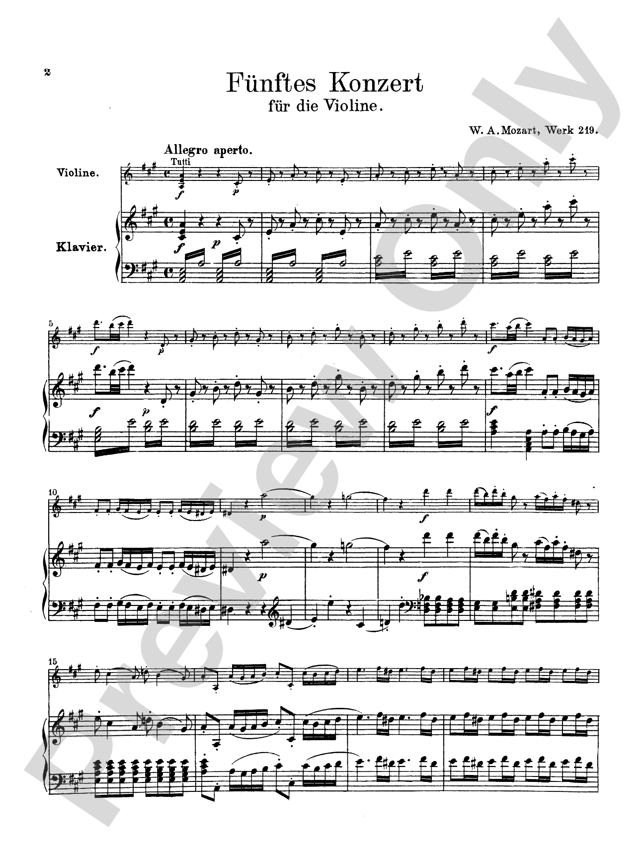 Mozart: Violin Concerto No. 5 in A Major, K. 219
