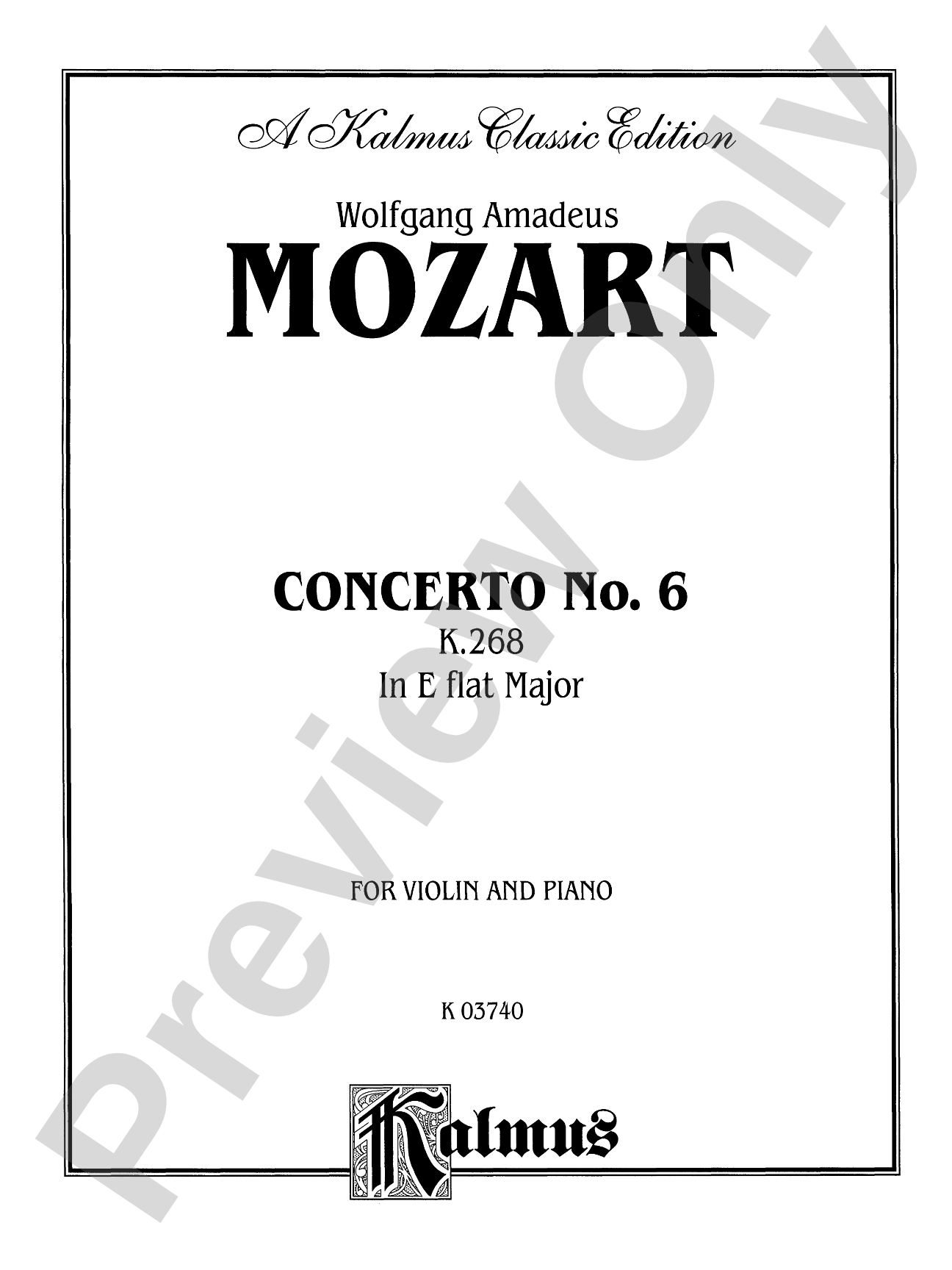 Mozart: Violin Concerto No. 6 in E flat Major, K. 268