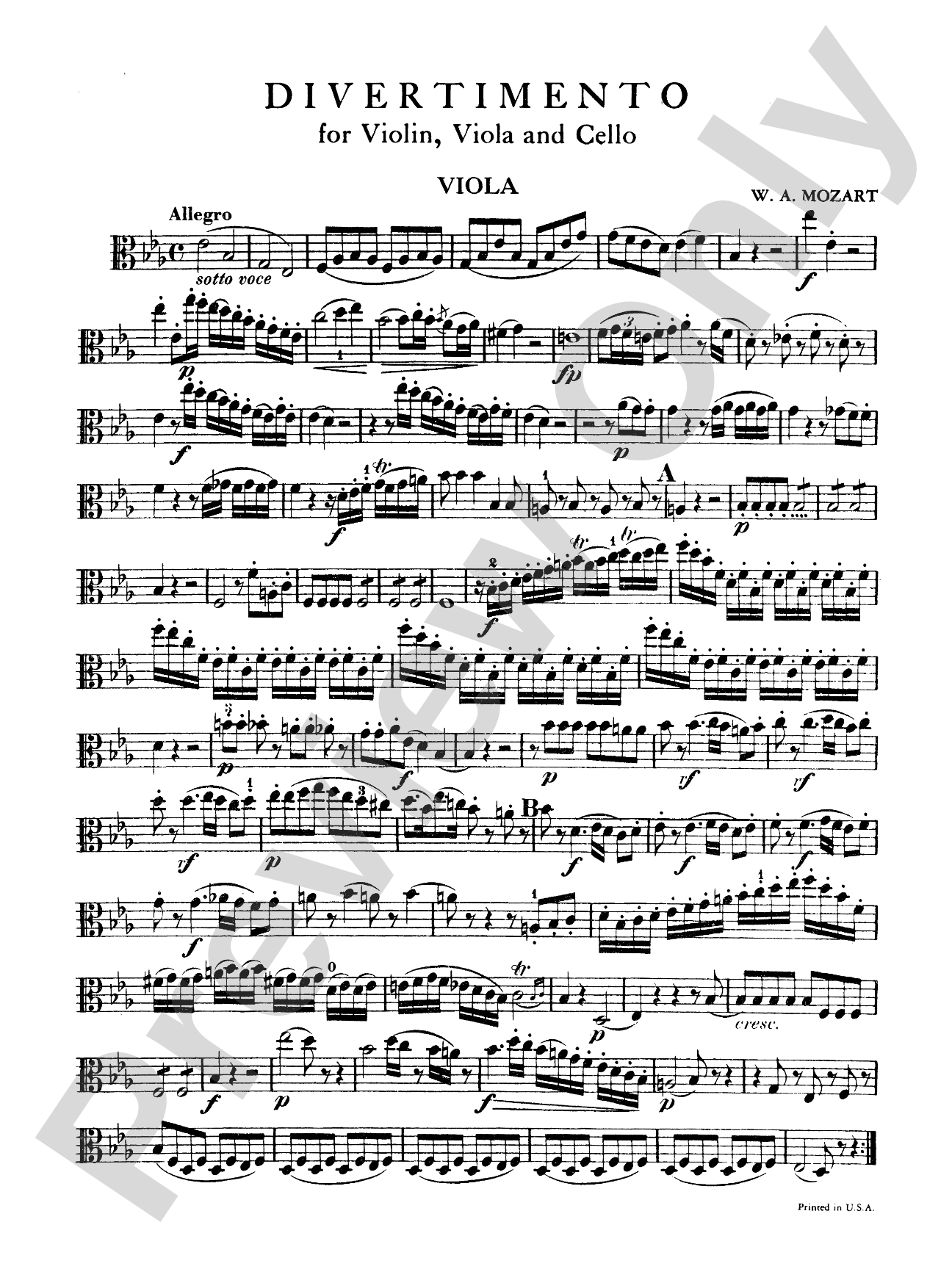 Mozart: Divertimento in E flat Major, K. 563
