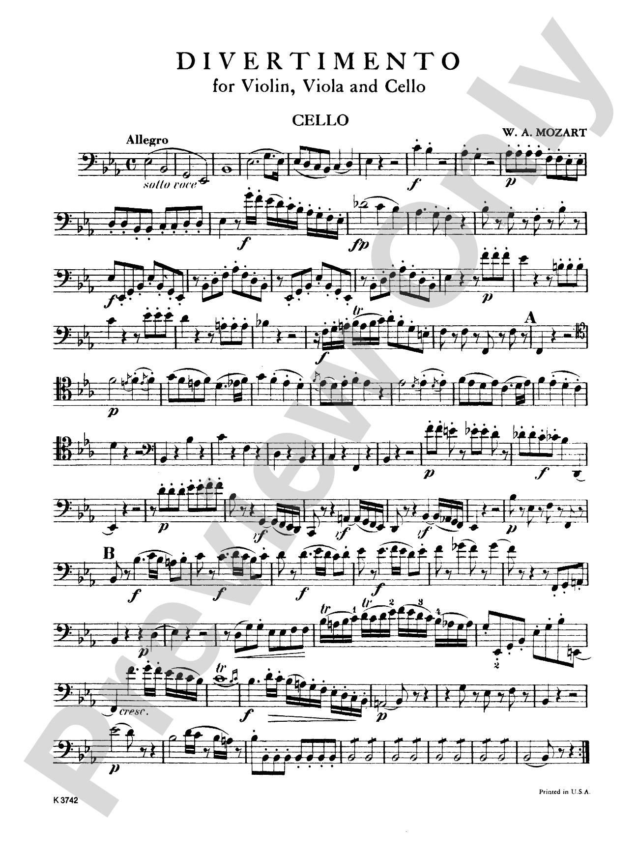 Mozart: Divertimento in E flat Major, K. 563