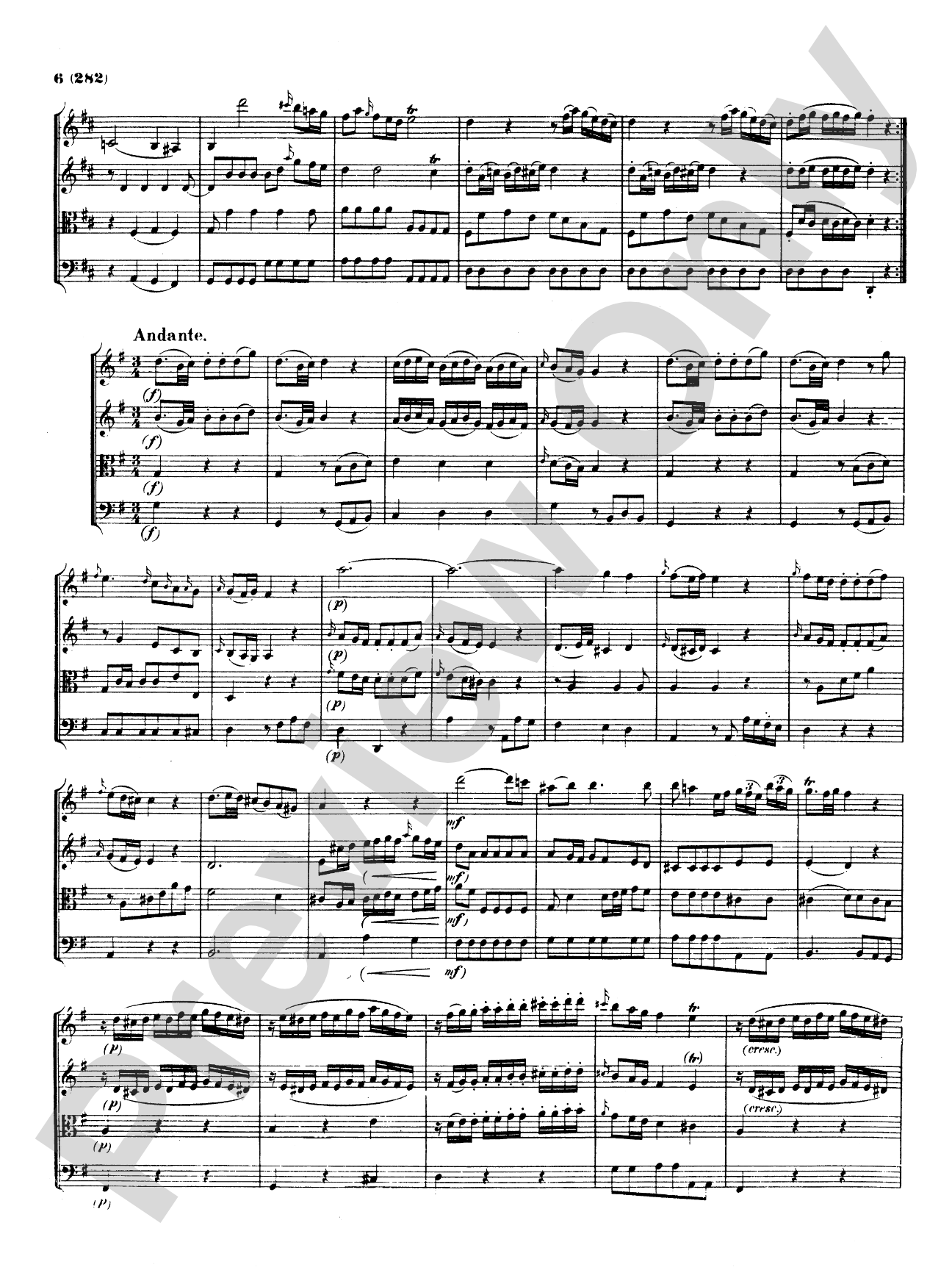 Mozart: Three Divertimenti: String Quartet Book