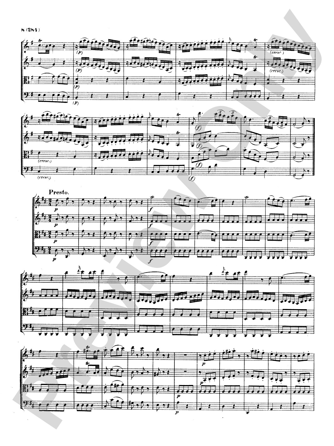 Mozart: Three Divertimenti: String Quartet Book