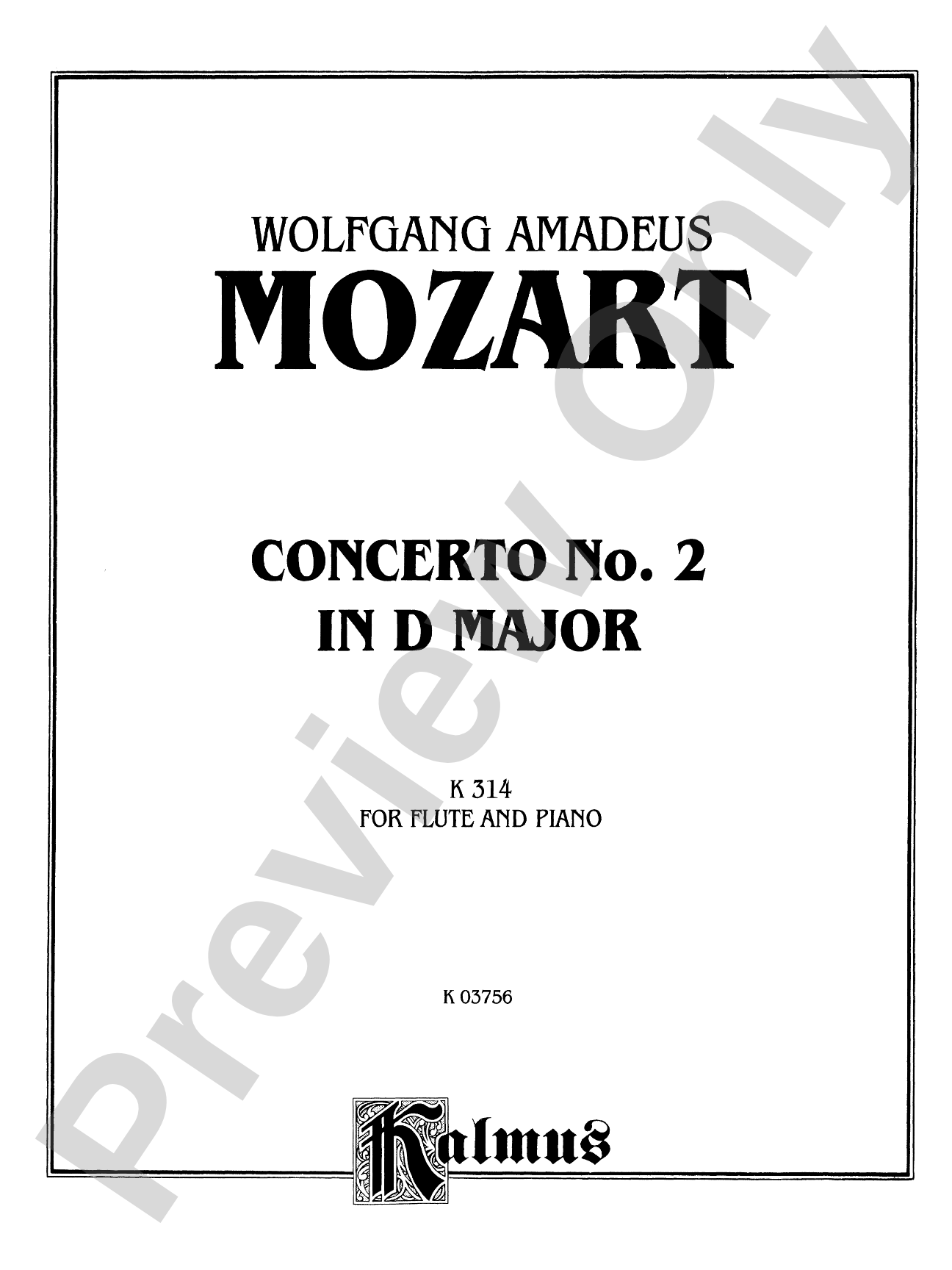 Mozart: Concerto No. 2 in D Major, K. 314: Flute Part(s)