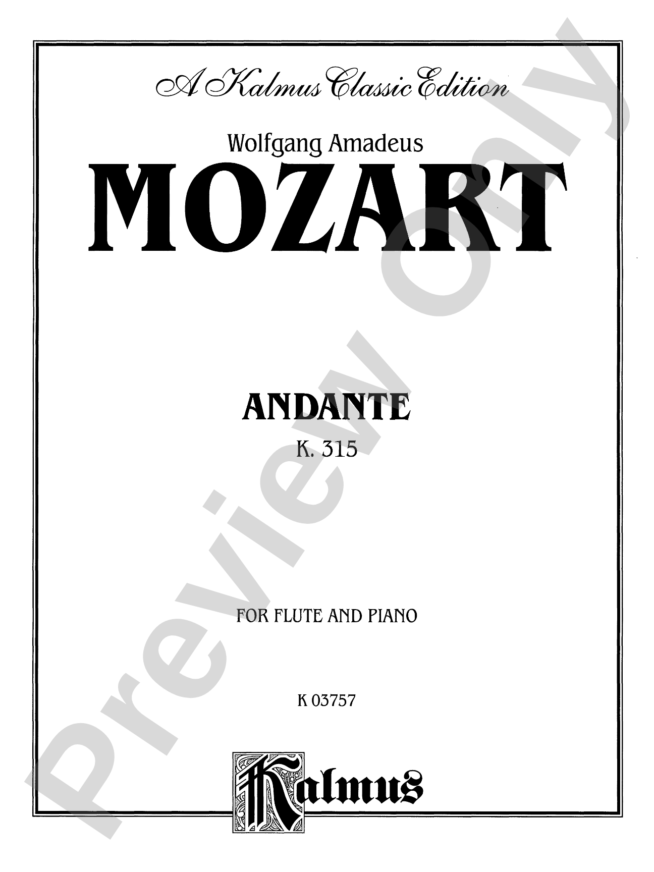 Mozart: Andante, K. 315: Flute Part(s)