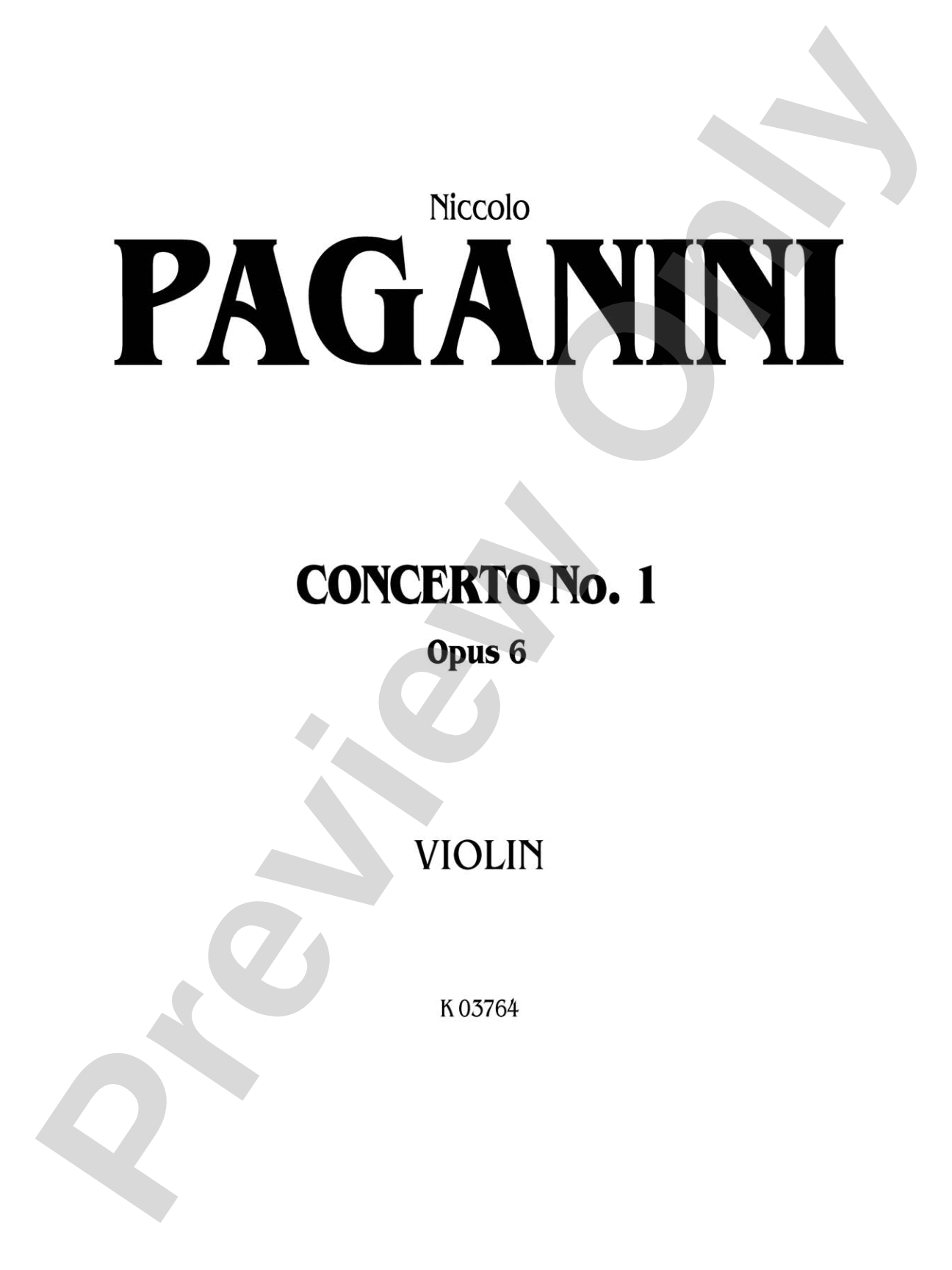 Paganini: Concerto No. 1 in D Major, Op. 6 (Arr. Carl Flesch): Violin Book