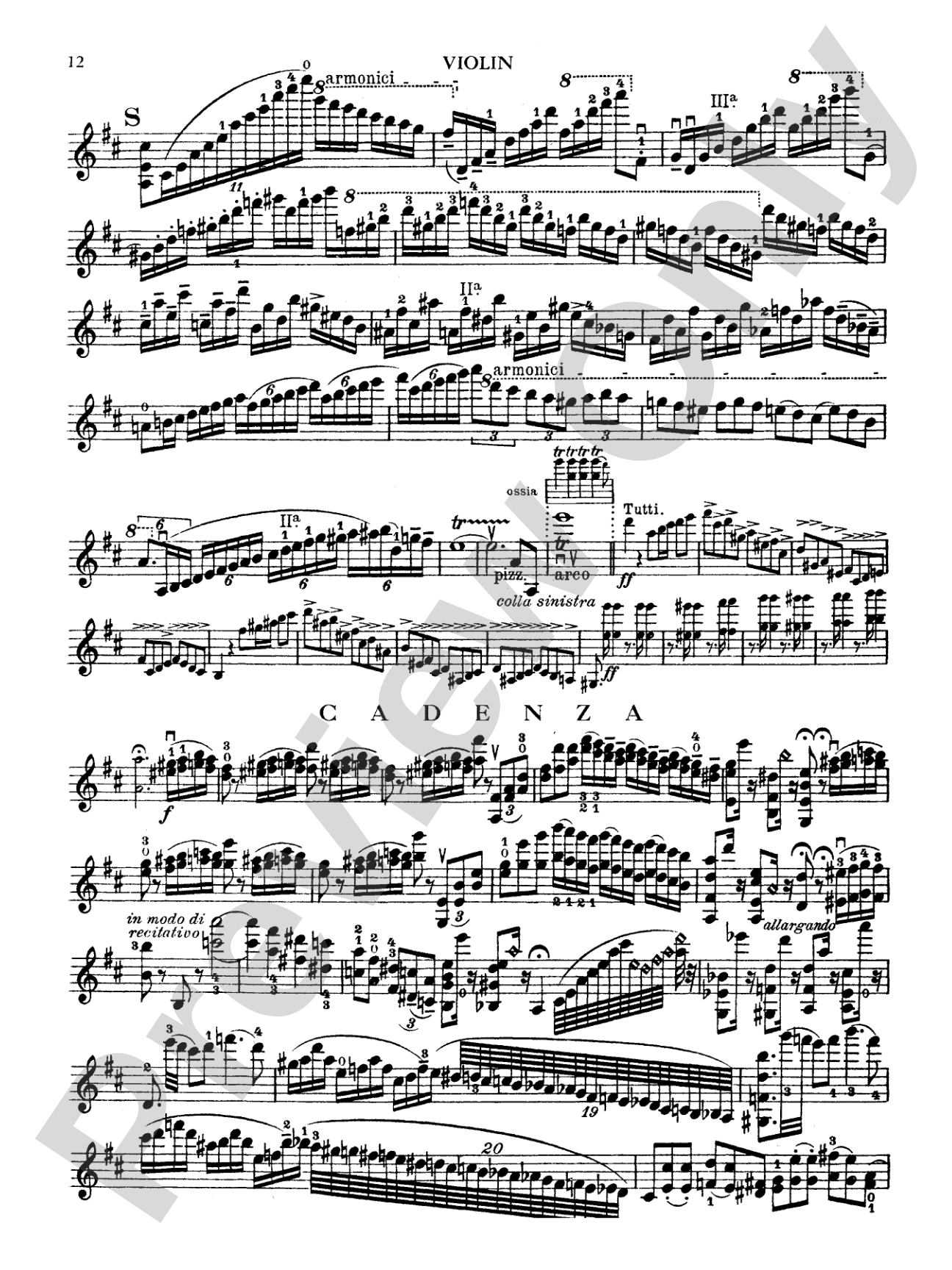 Paganini: Concerto No. 1 in D Major, Op. 6 (Arr. Carl Flesch): Violin Book
