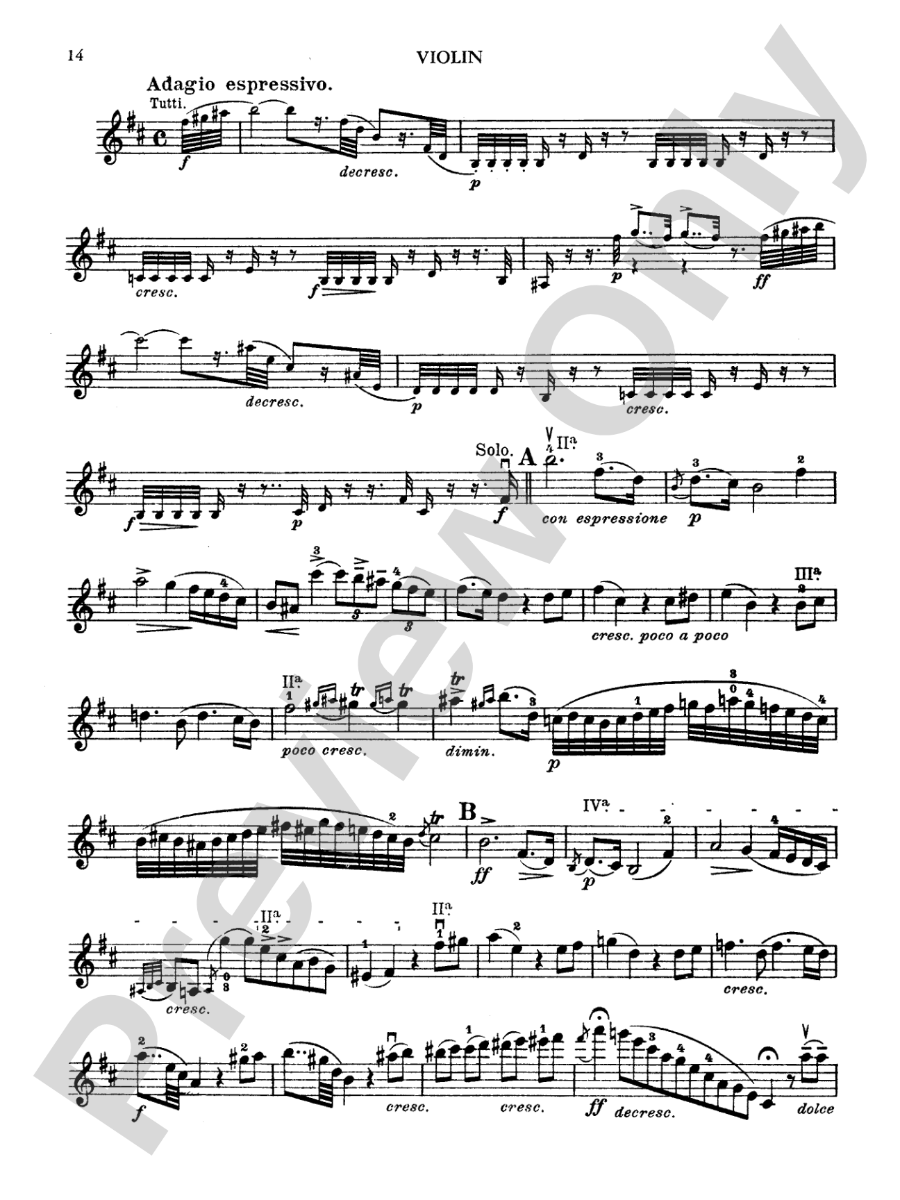 Paganini: Concerto No. 1 in D Major, Op. 6 (Arr. Carl Flesch): Violin Book