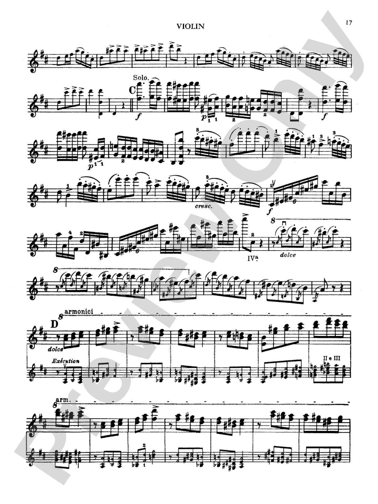 Paganini: Concerto No. 1 in D Major, Op. 6 (Arr. Carl Flesch): Violin Book