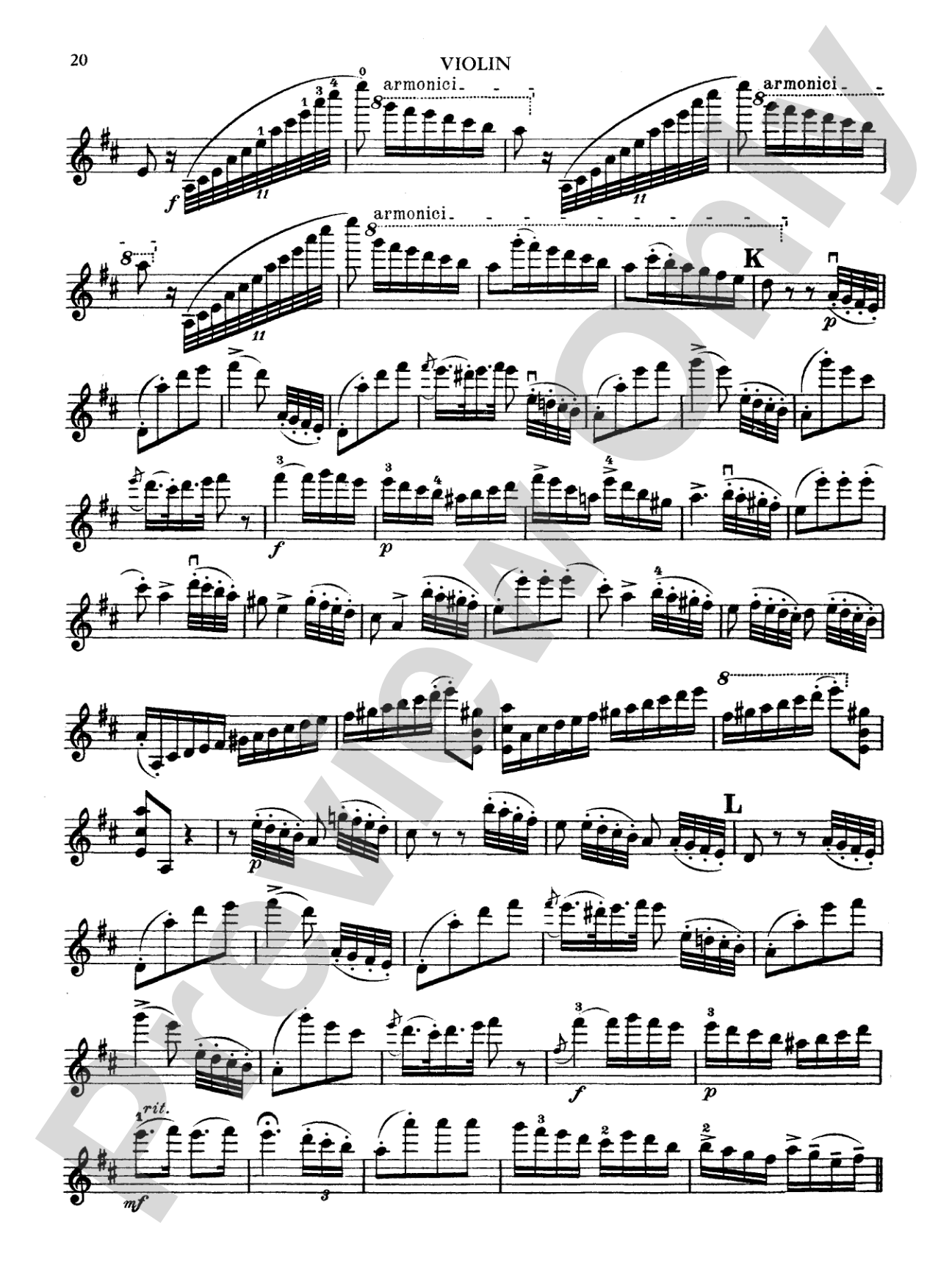 Paganini: Concerto No. 1 in D Major, Op. 6 (Arr. Carl Flesch): Violin Book
