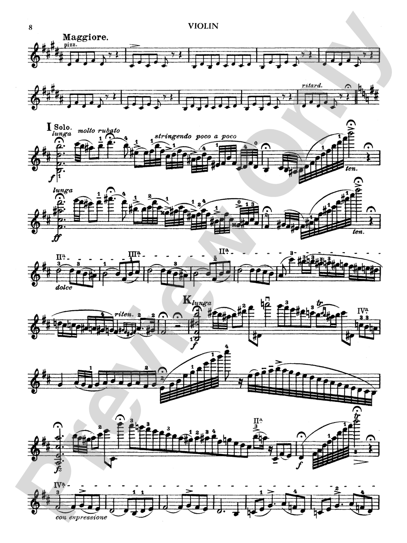 Paganini: Concerto No. 1 in D Major, Op. 6 (Arr. Carl Flesch): Violin Book