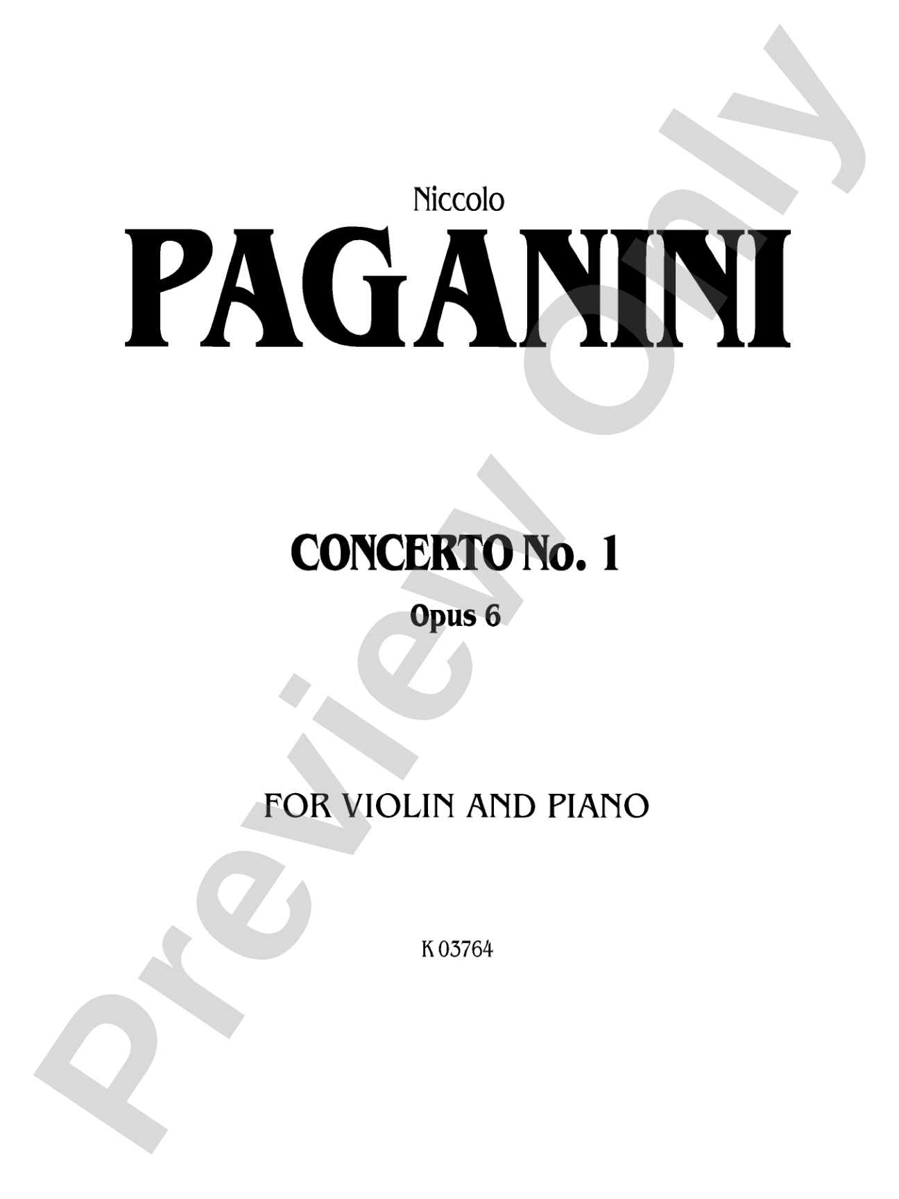 Paganini: Concerto No. 1 in D Major, Op. 6 (Arr. Carl Flesch)
