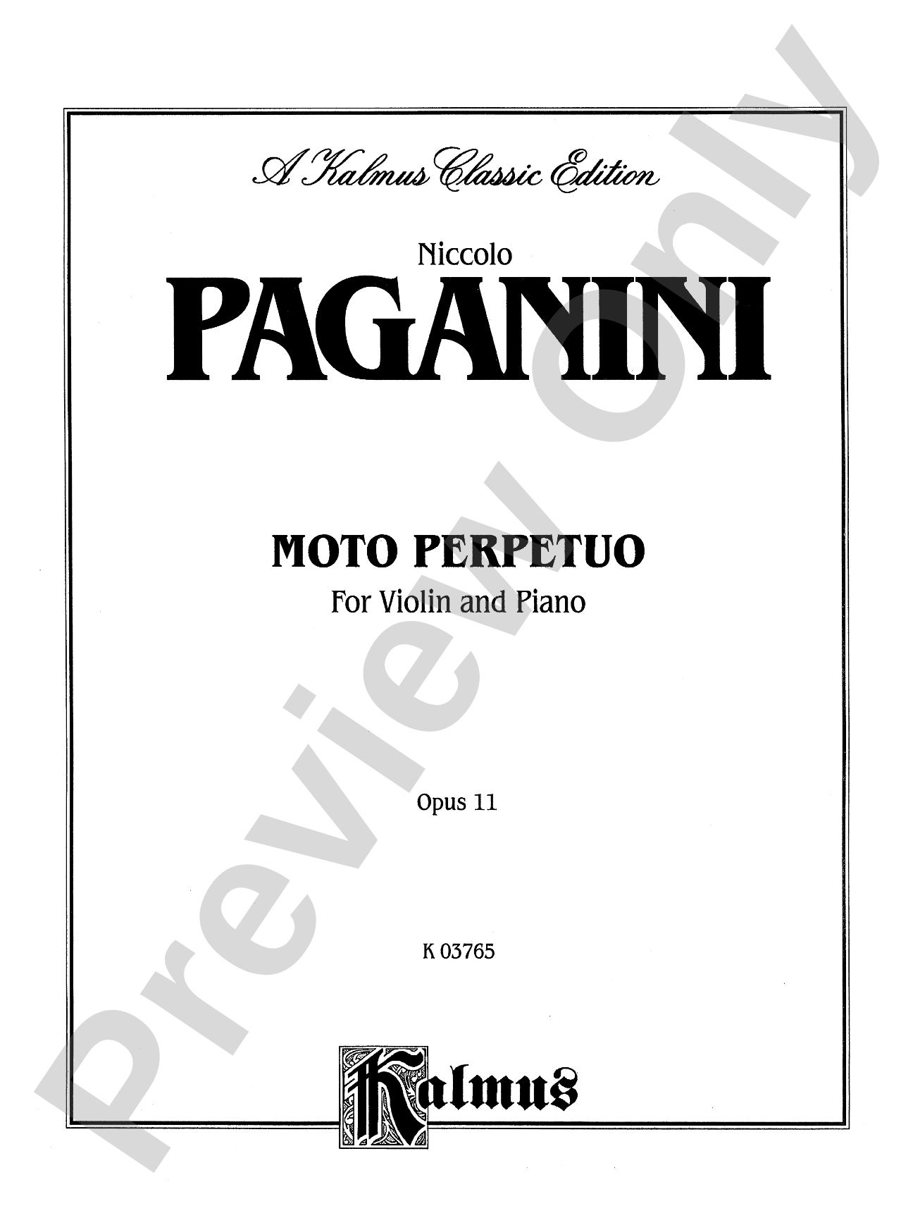 Paganini: Moto Perpetuo, Op. 11: Violin Book