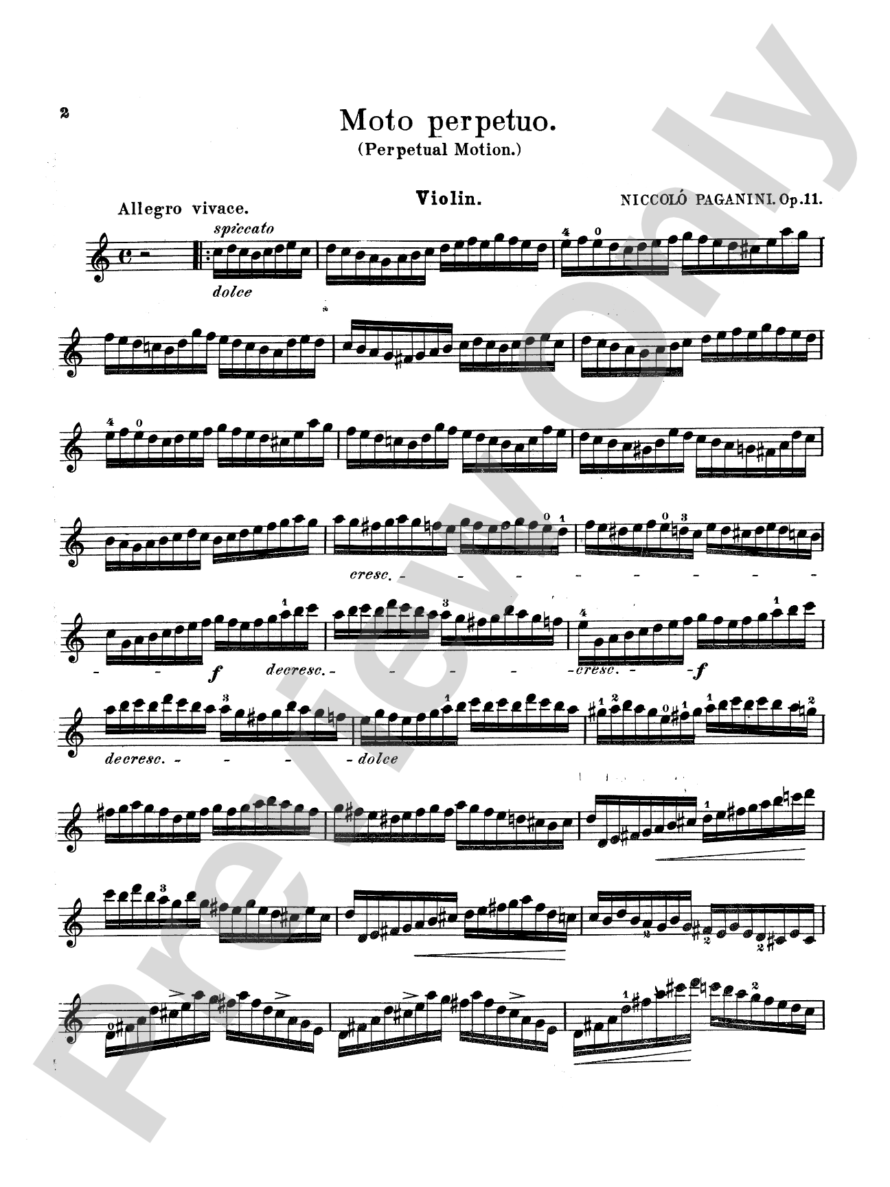 Paganini: Moto Perpetuo, Op. 11: Violin Book