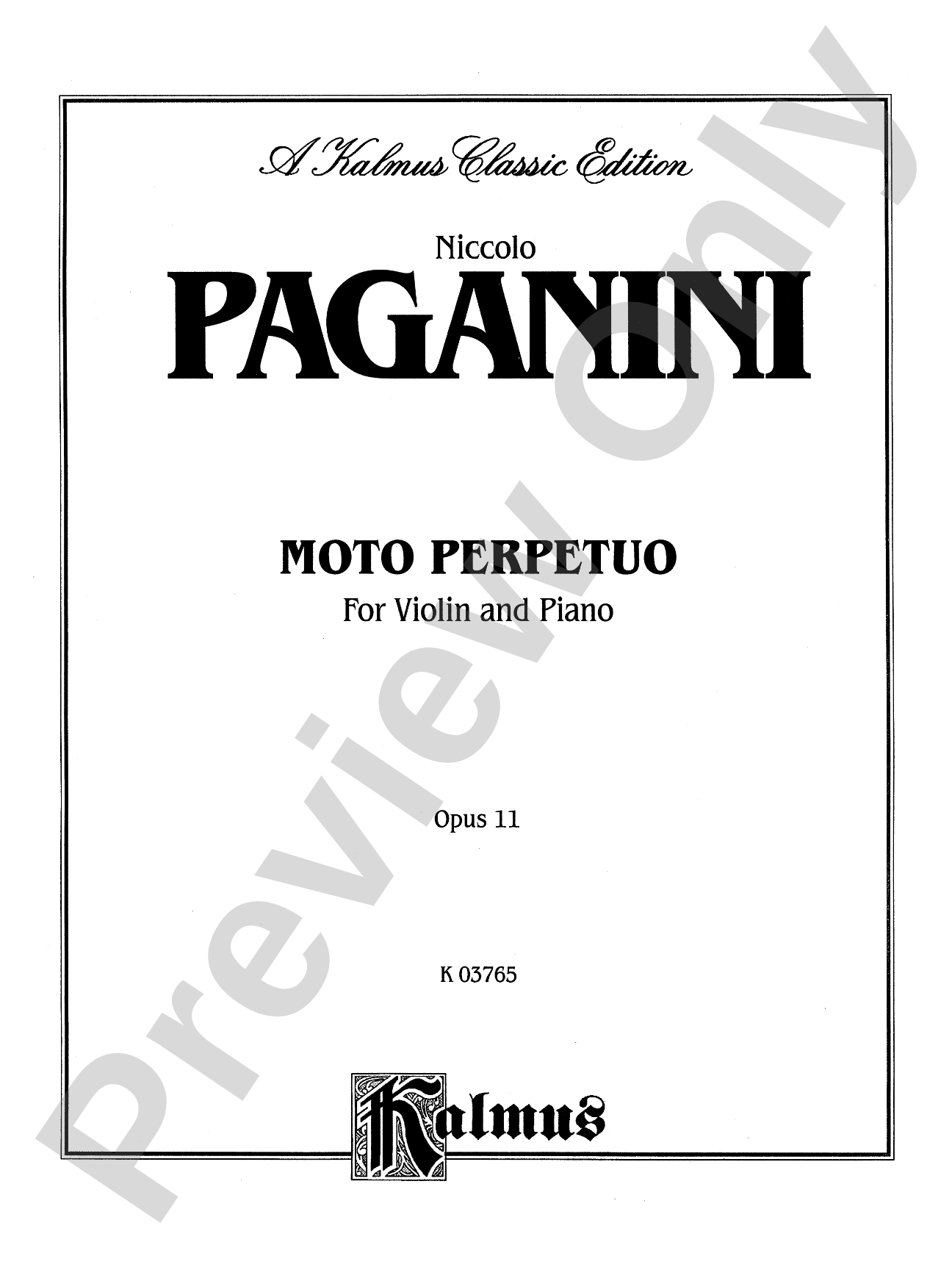 Paganini: Moto Perpetuo, Op. 11