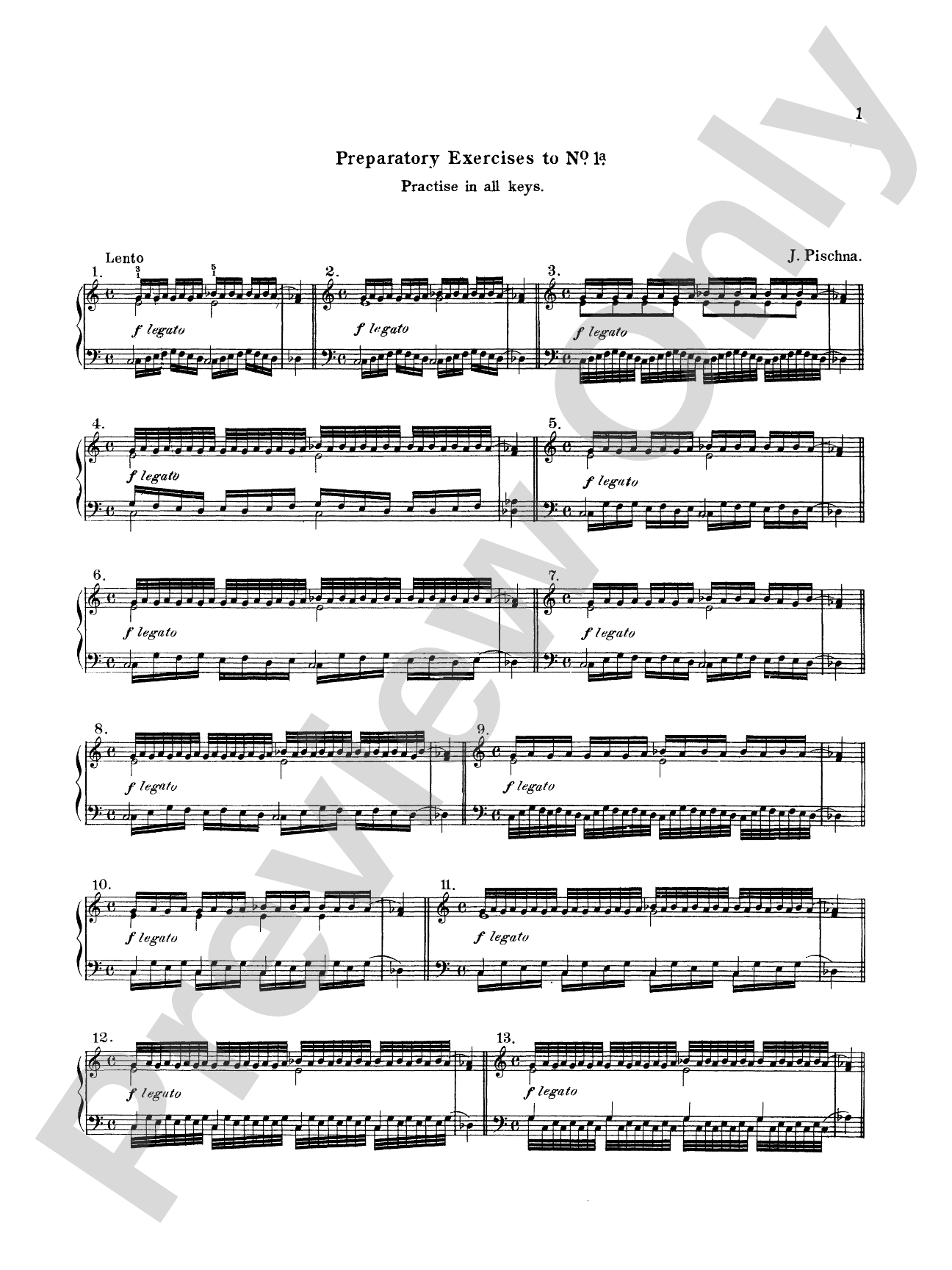 Pischna: Sixty Progressive Studies: Piano Book