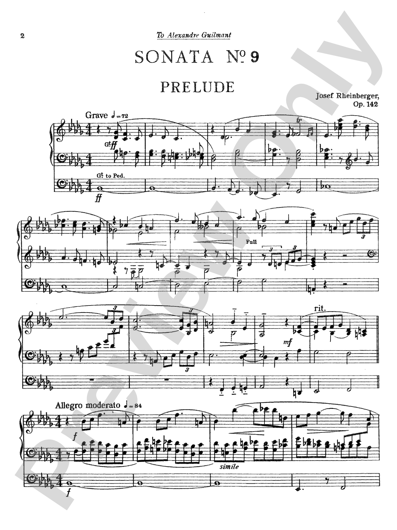 Rheinberger: Sonata No. 9: Organ Sheet