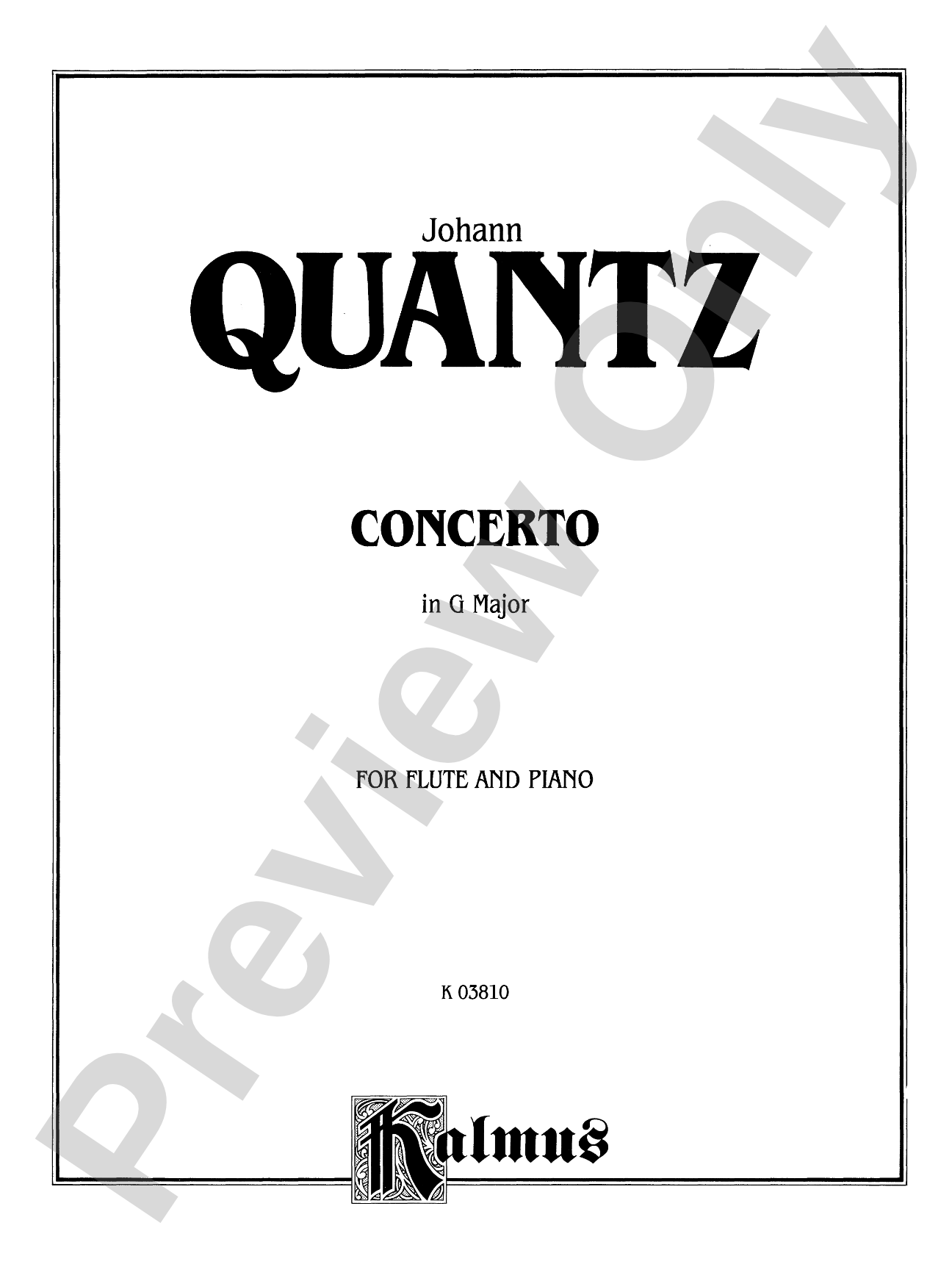 Quantz: Concerto in G Major: Flute Part(s)