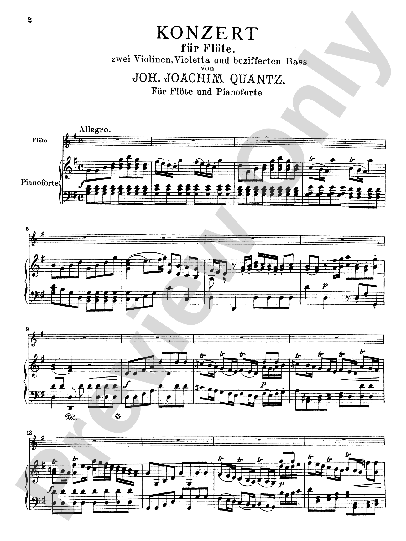 Quantz: Concerto in G Major: Flute Part(s)
