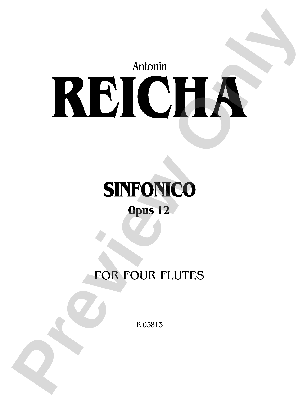 Reicha: Sinfonico, Op. 12: Flute Book