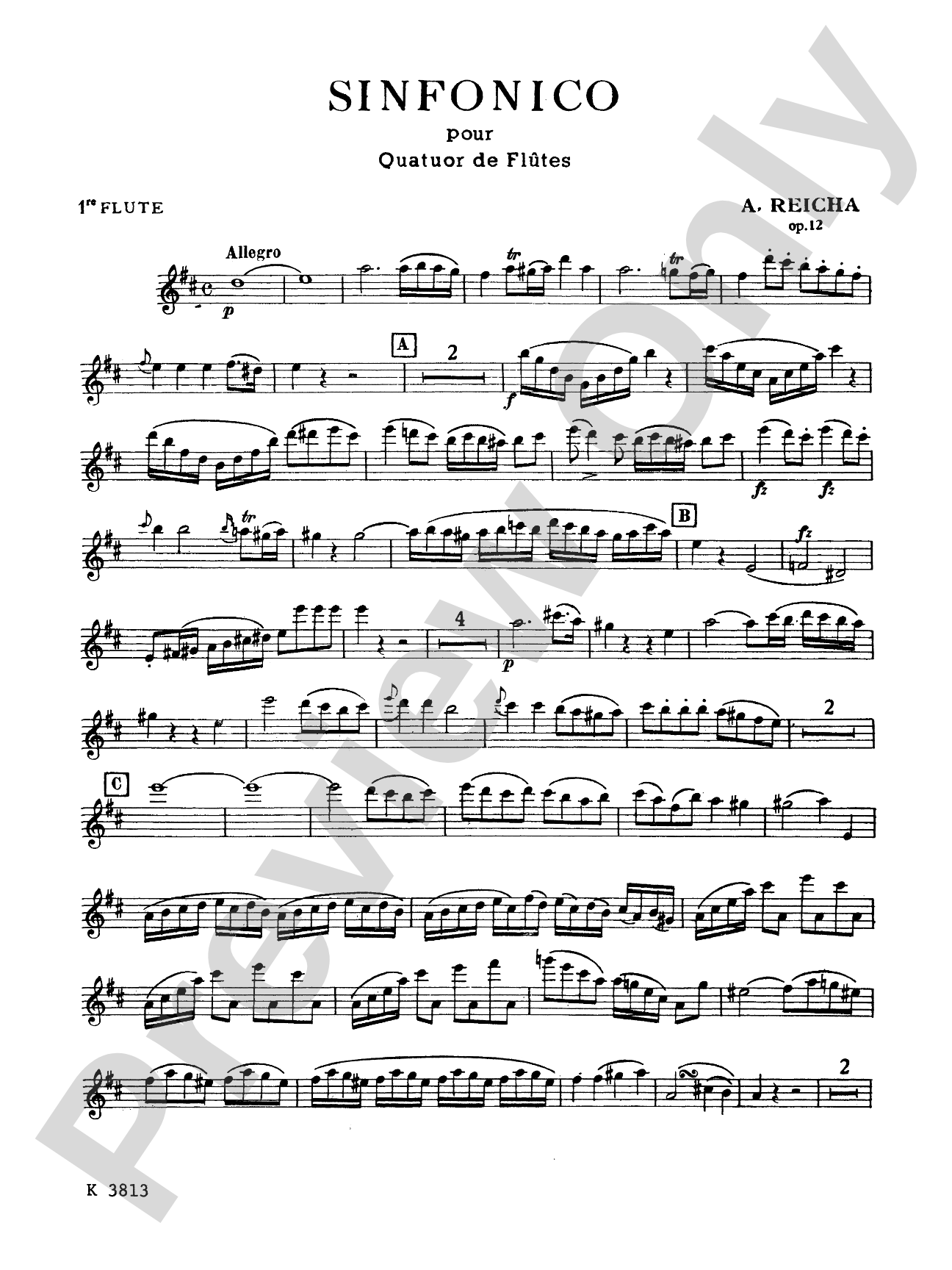 Reicha: Sinfonico, Op. 12: Flute Book