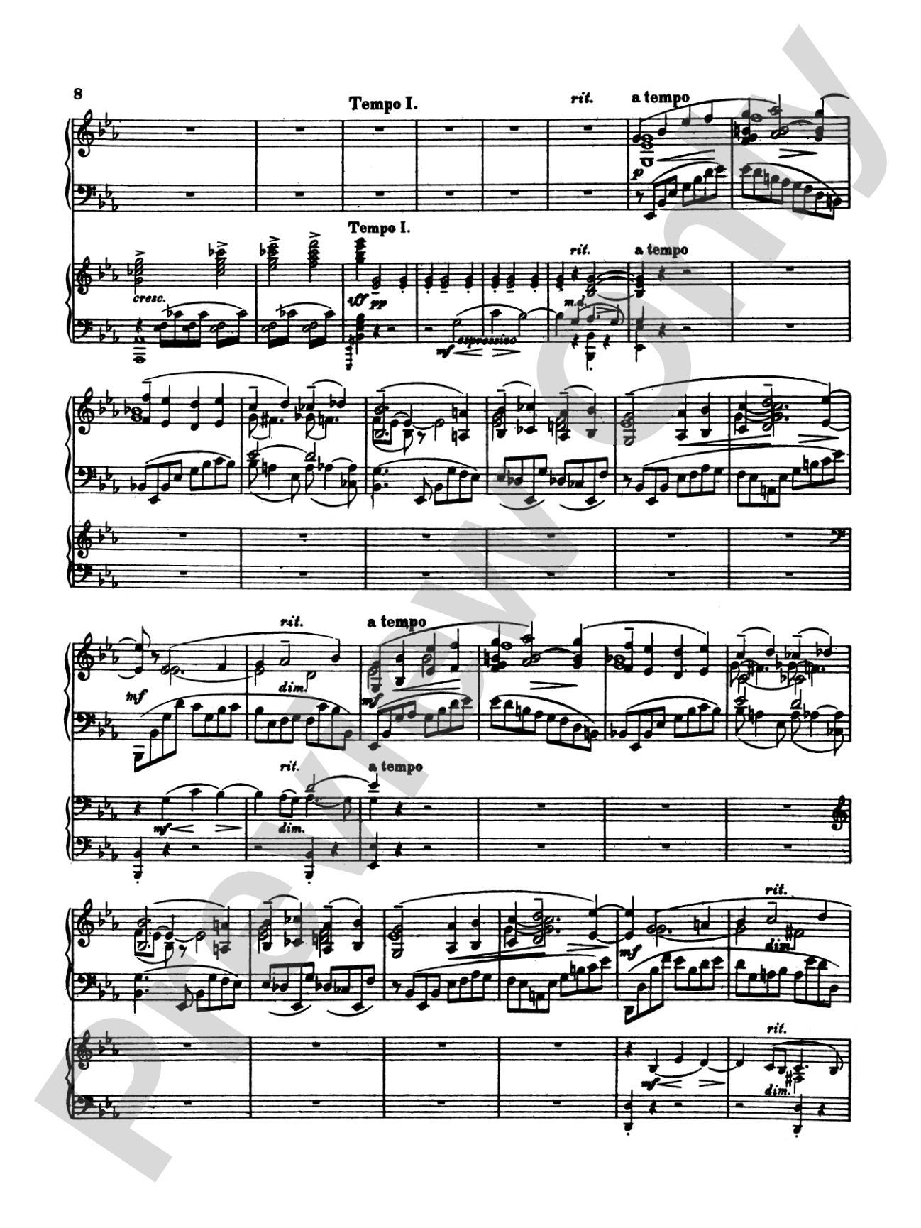 Rachmaninoff: Piano Concerto No. 2 in C Minor, Op. 18: Piano Duo (2 Pianos, 4 Hands) Book (2 copies required)