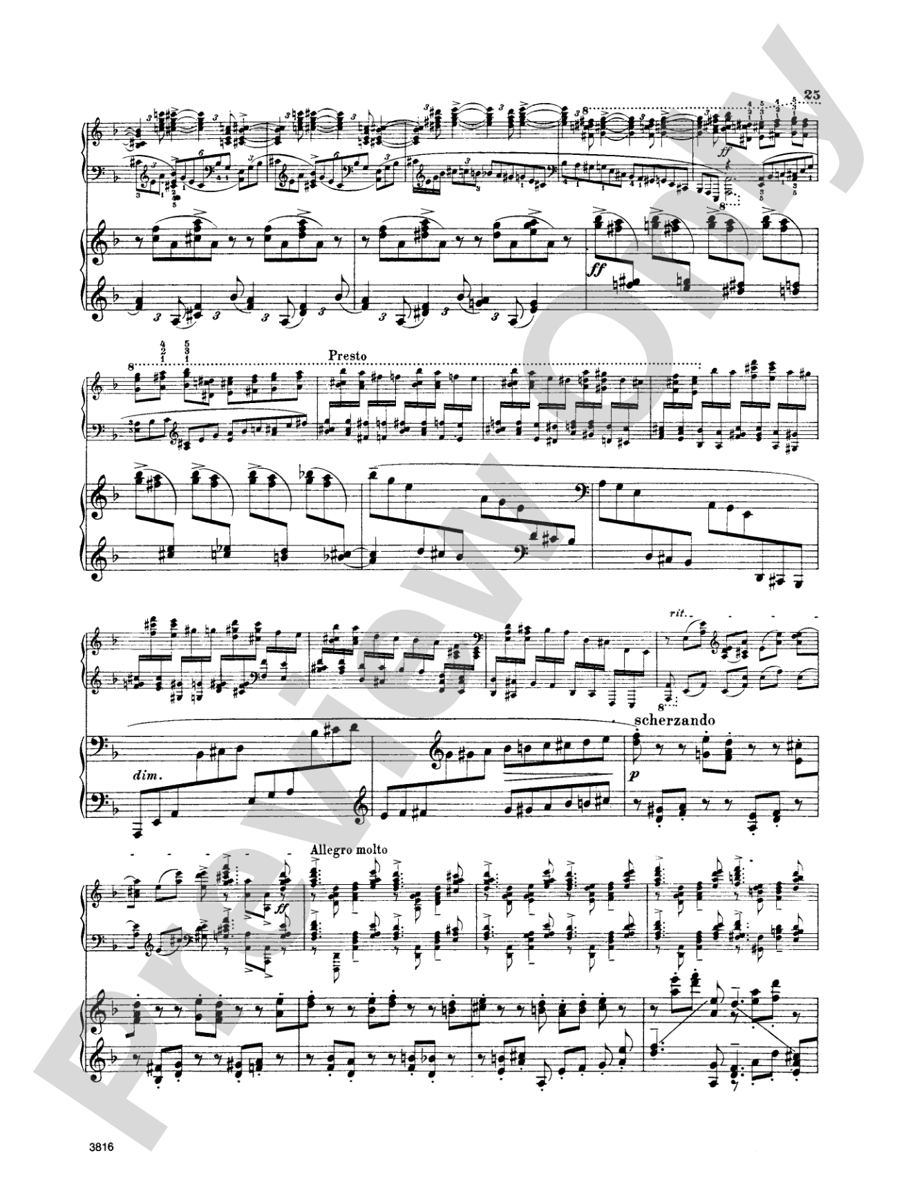 Rachmaninoff: Piano Concerto No. 3 in D Minor, Op. 30: Piano Duo (2 Pianos, 4 Hands) Book (2 copies required)