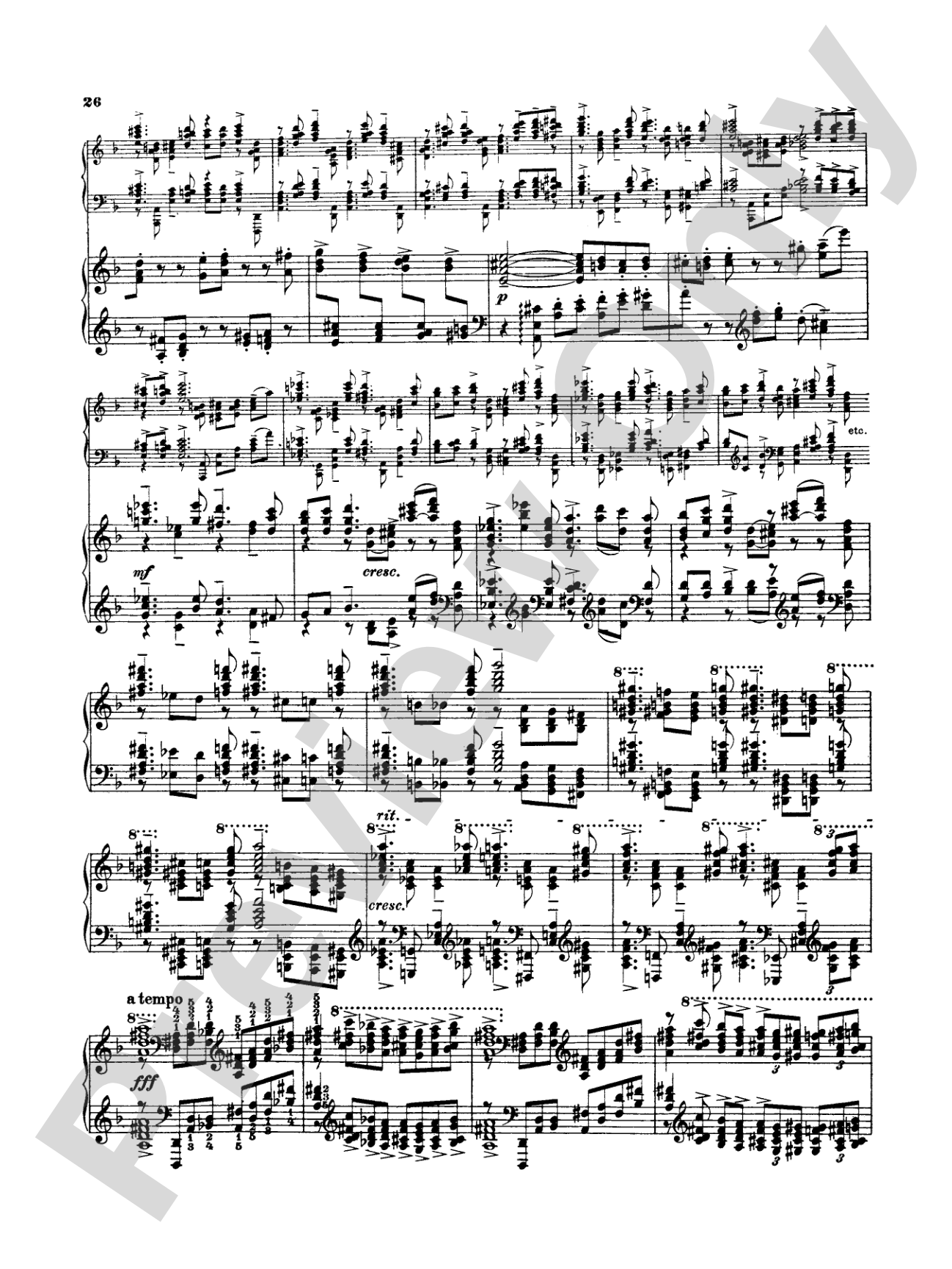 Rachmaninoff: Piano Concerto No. 3 in D Minor, Op. 30: Piano Duo (2 Pianos, 4 Hands) Book (2 copies required)