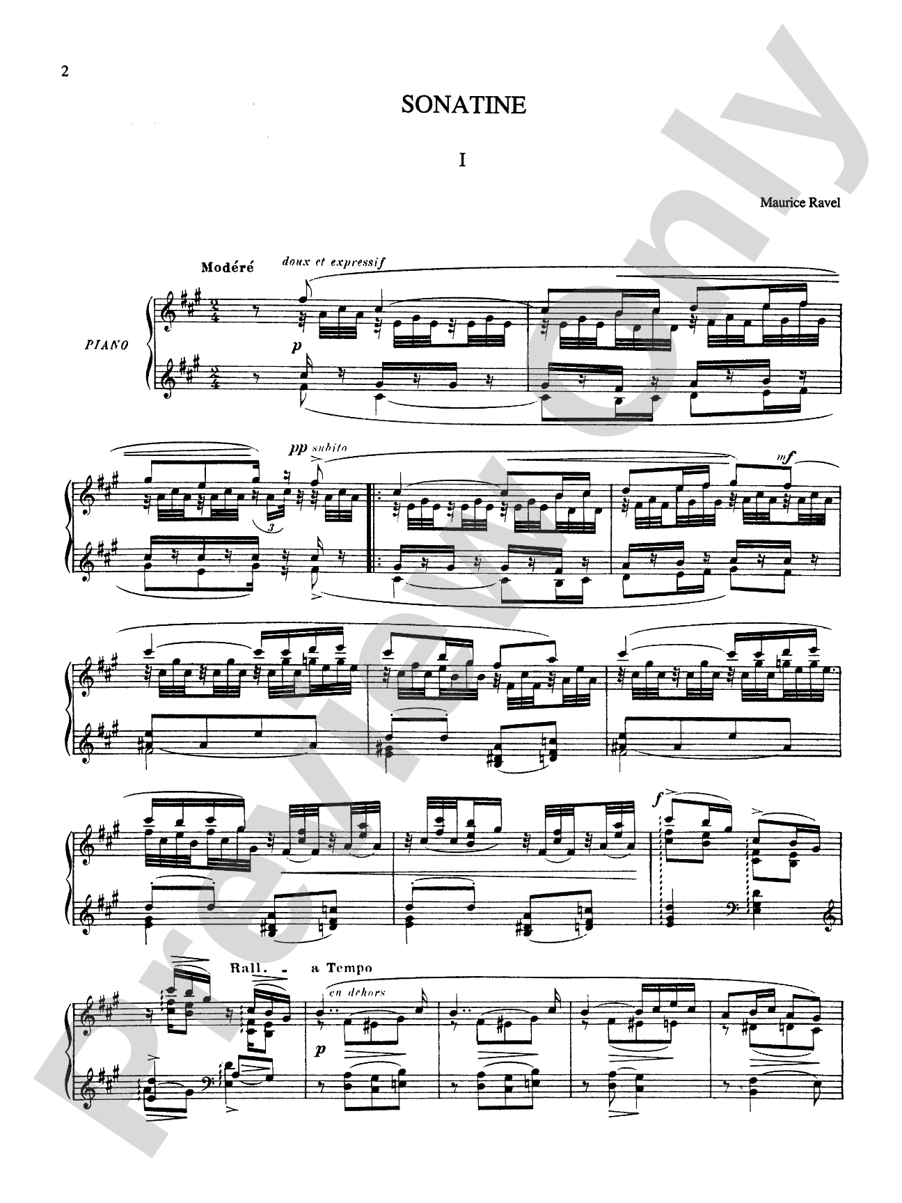Ravel: Sonatina: Piano