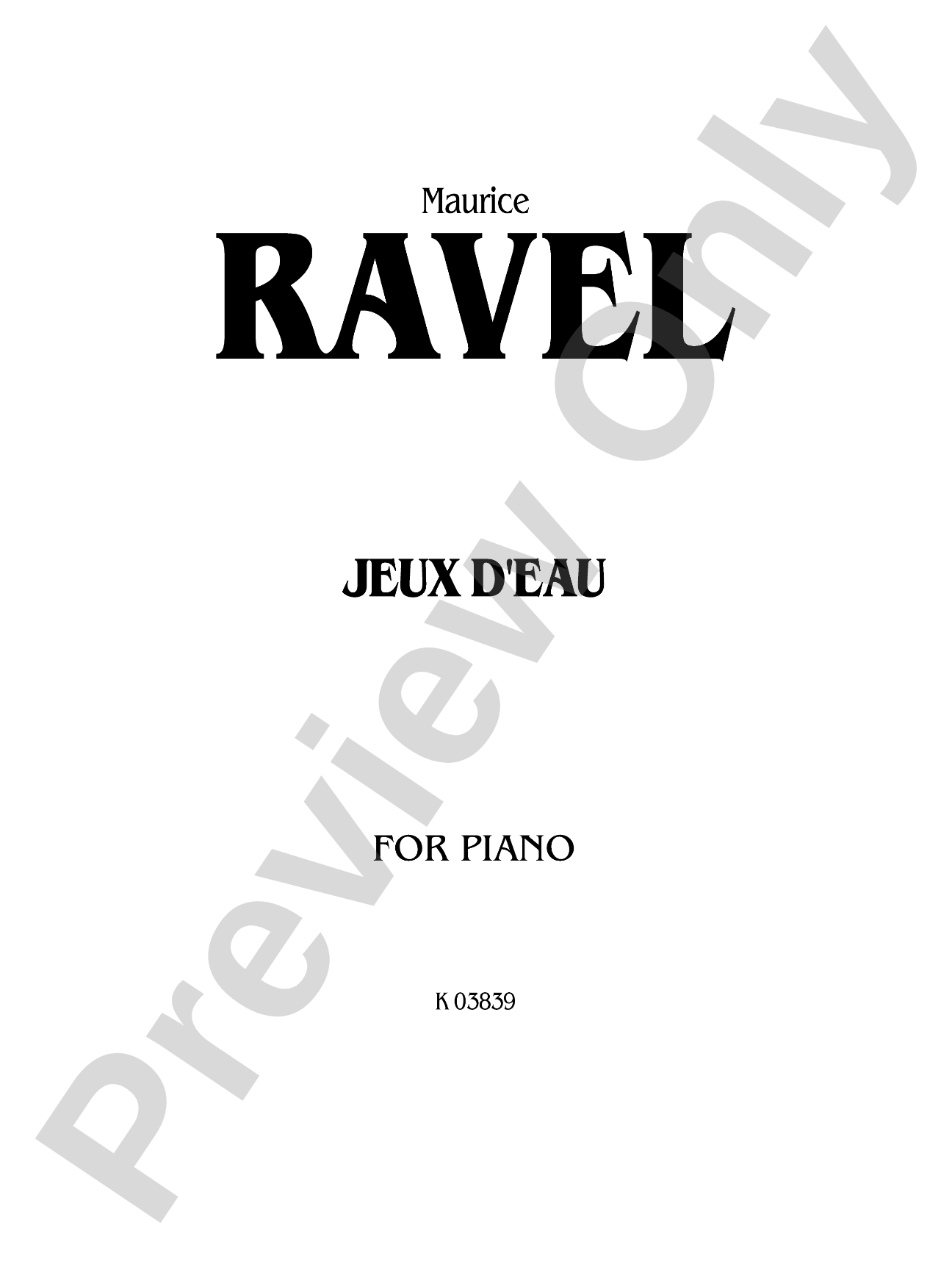 Ravel: Jeux d'eau: Piano