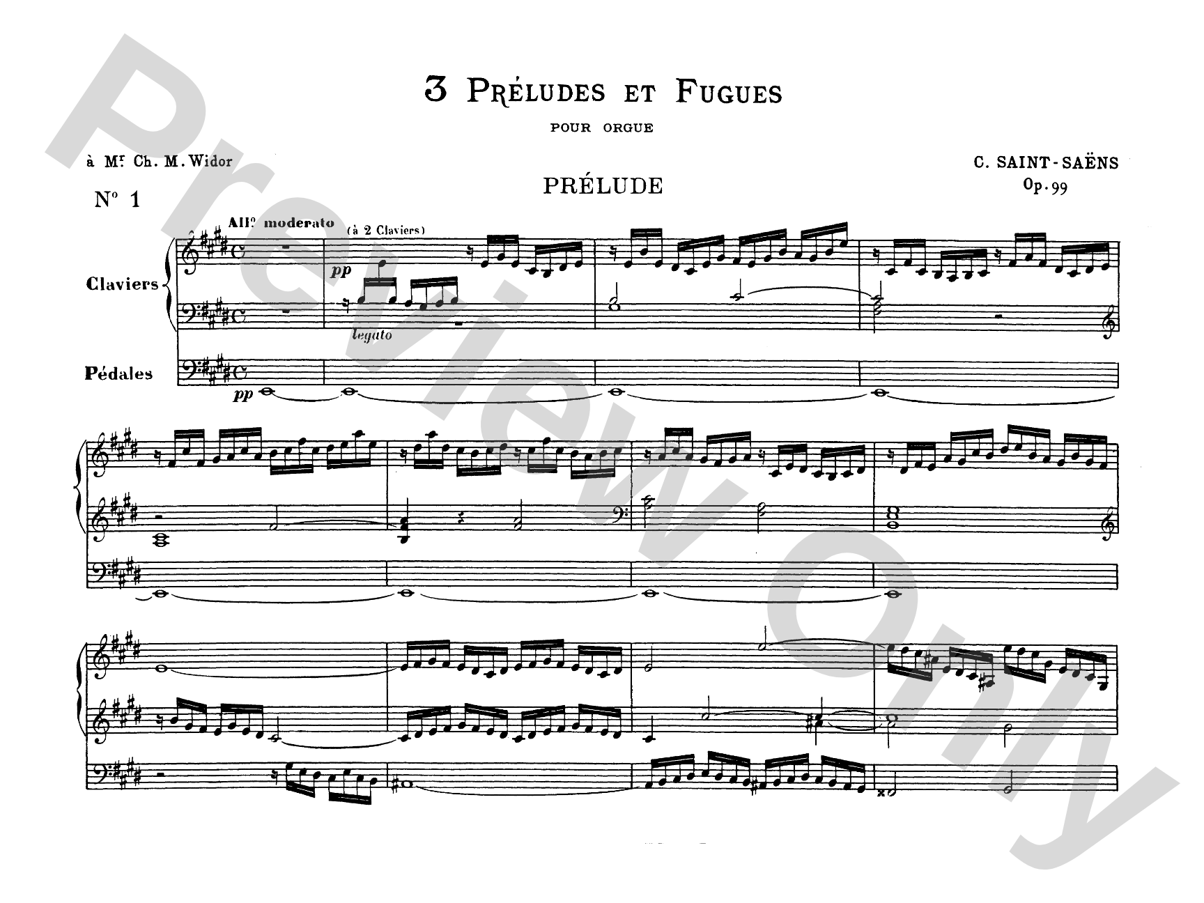 Saint-Saëns: Three Preludes and Fugues, Op. 99: Organ Comb Bound Book