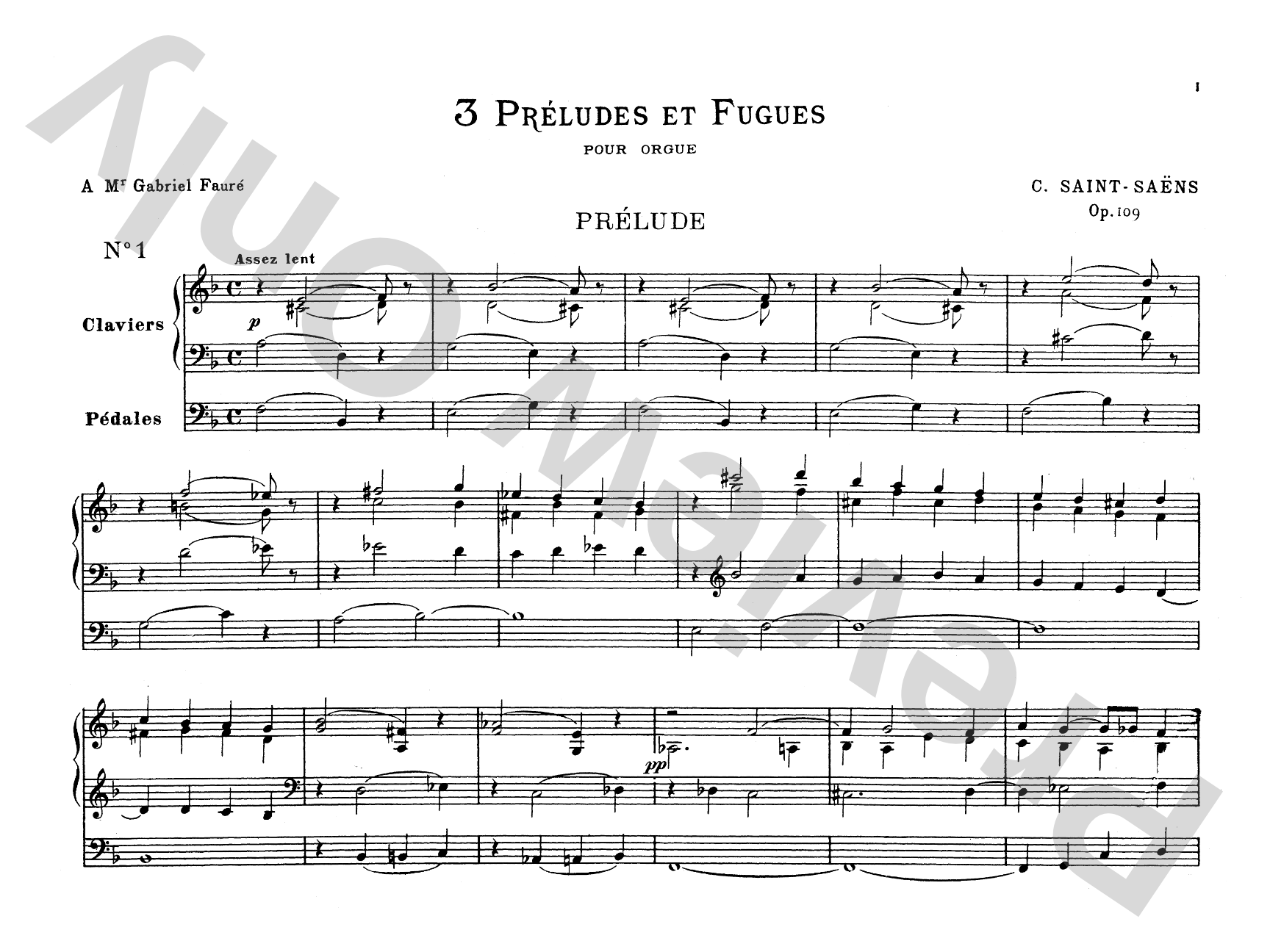 Saint-Saëns: Three Preludes and Fugues, Op. 109