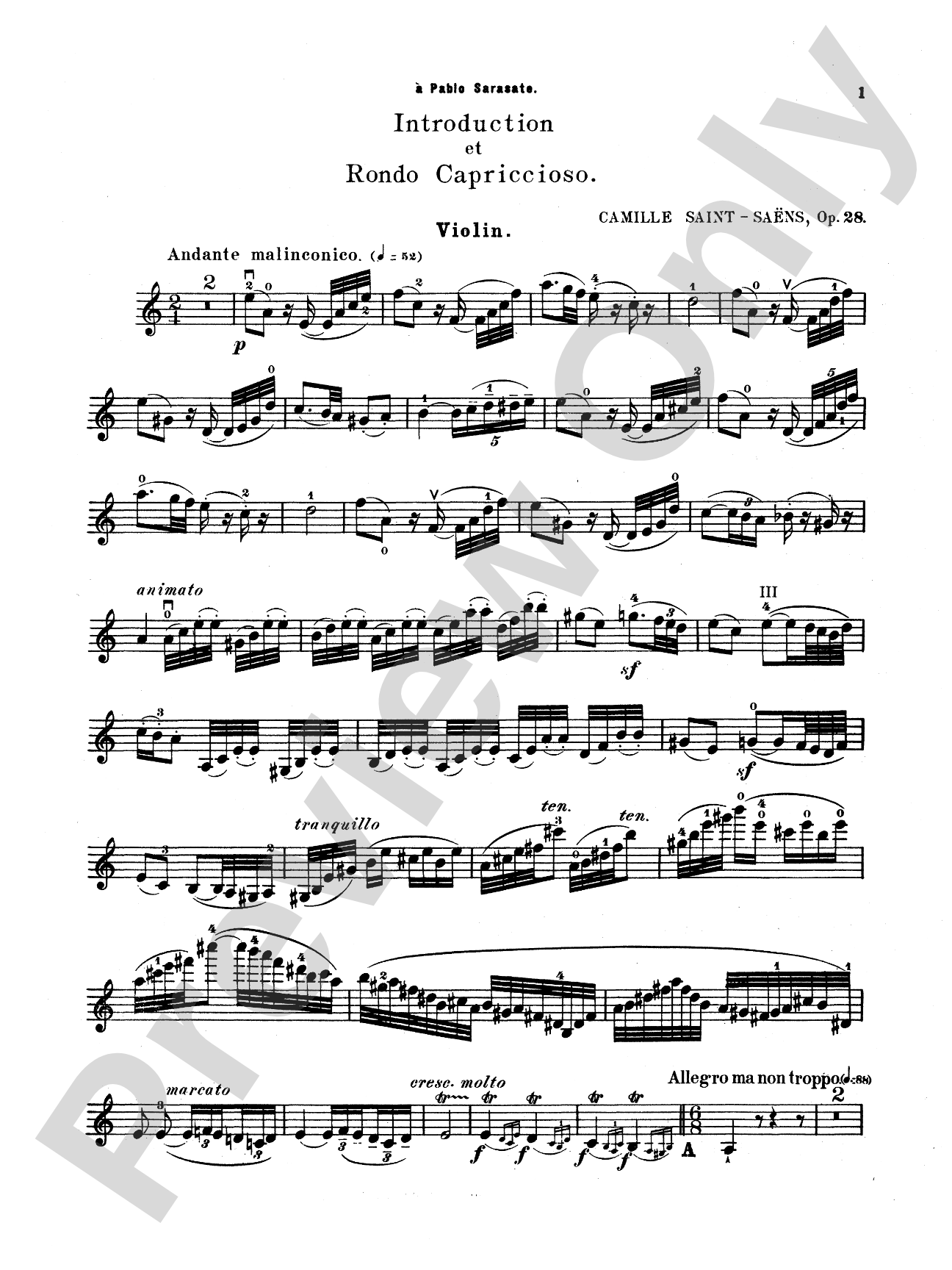 Saint-Saëns: Introduction and Rondo Capriccioso, Op. 28: Violin Book