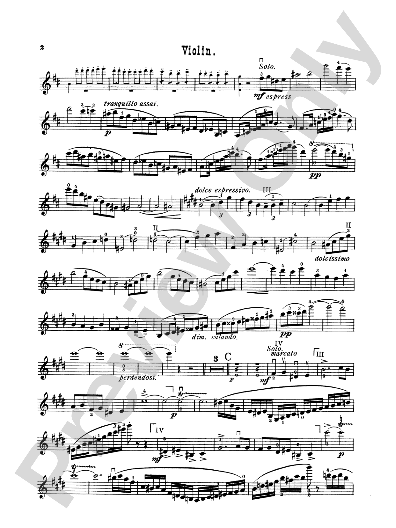 Saint-Saëns: Violin Concerto No. 3 in B Minor, Op. 61: Violin Book
