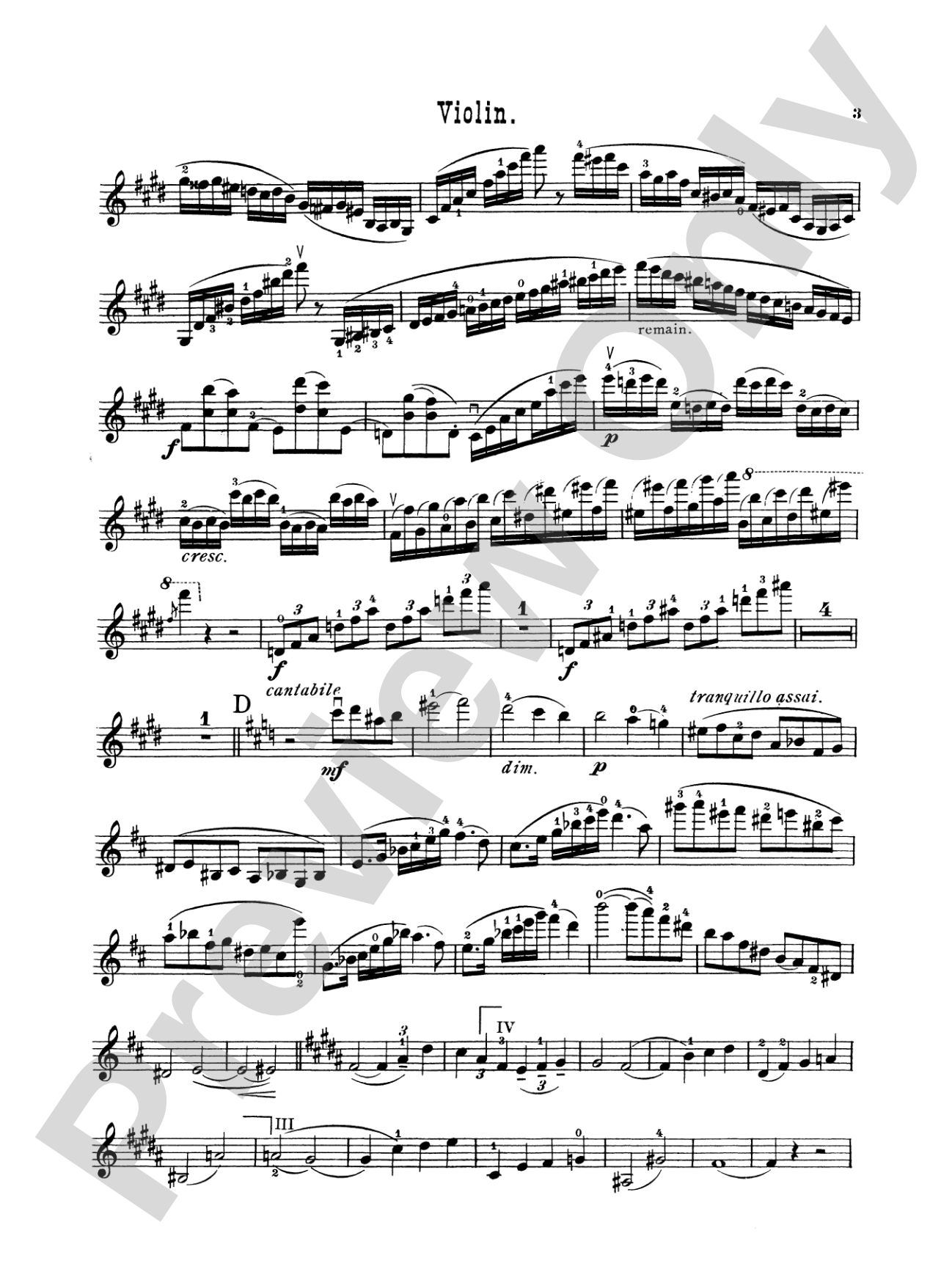 Saint-Saëns: Violin Concerto No. 3 in B Minor, Op. 61: Violin Book