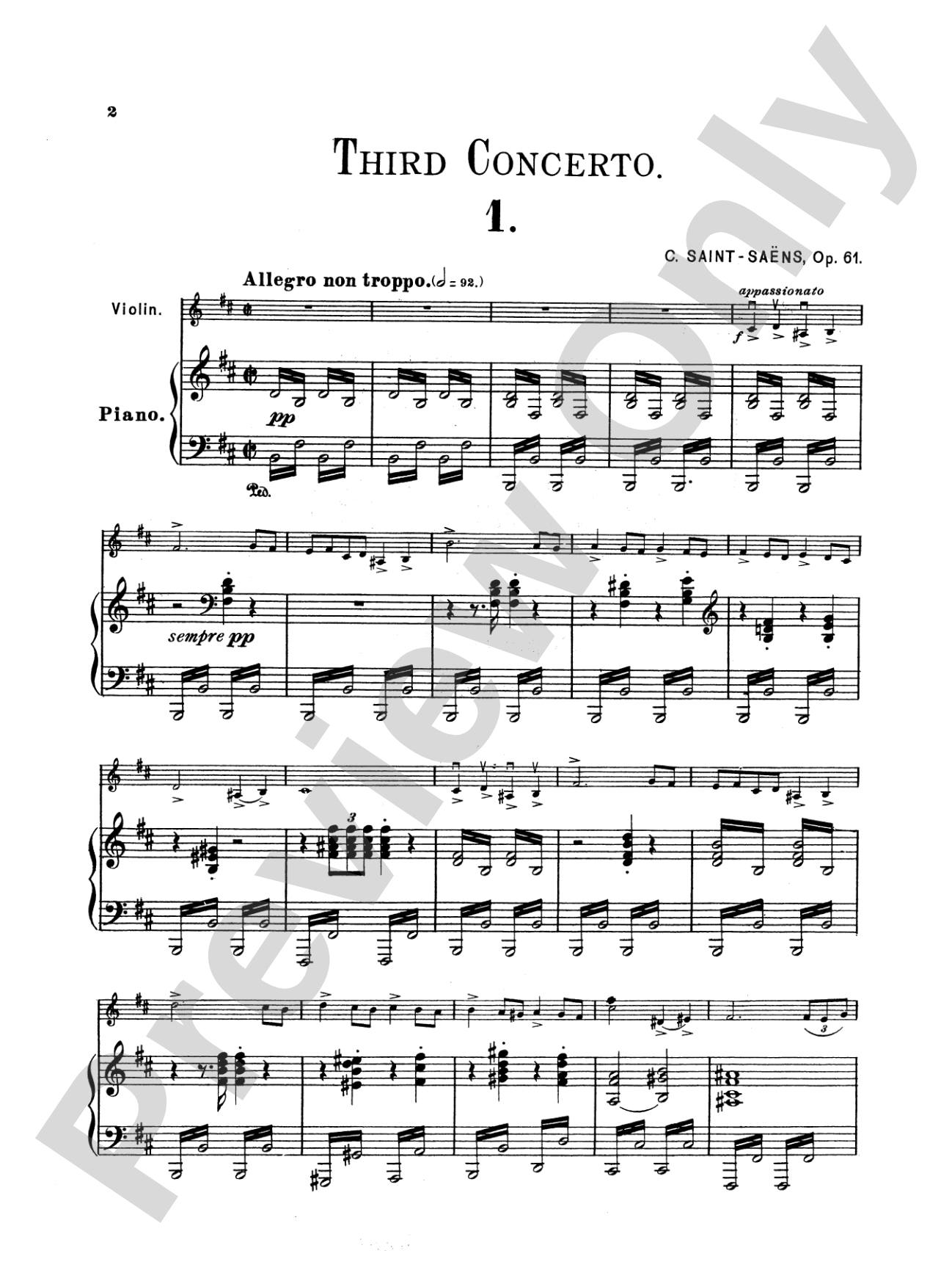 Saint-Saëns: Violin Concerto No. 3 in B Minor, Op. 61
