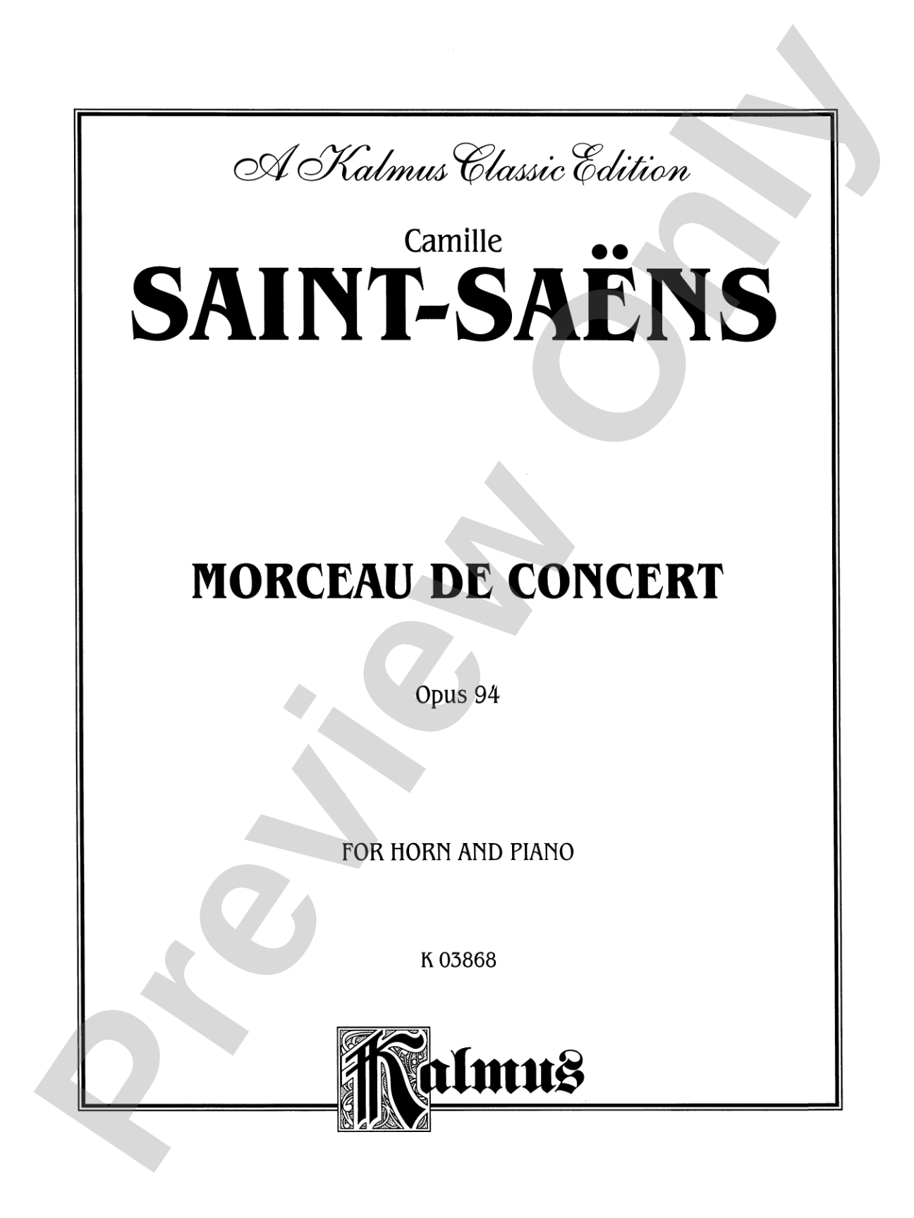 Saint-Saëns: Morceau de Concert, Op. 94: French Horn Part(s)