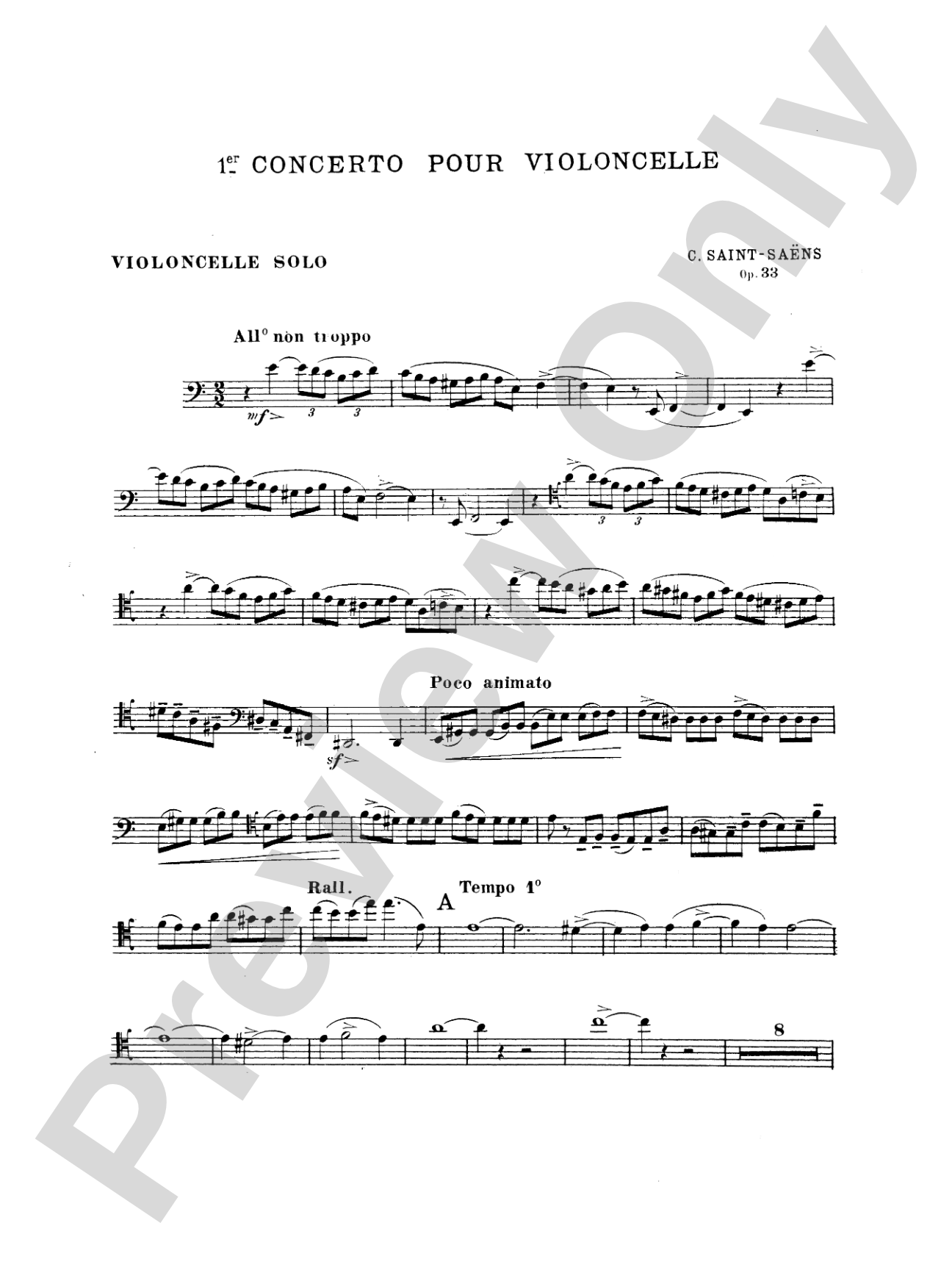 Saint-Saëns: Cello Concerto No. 1, Op. 33: Cello Book