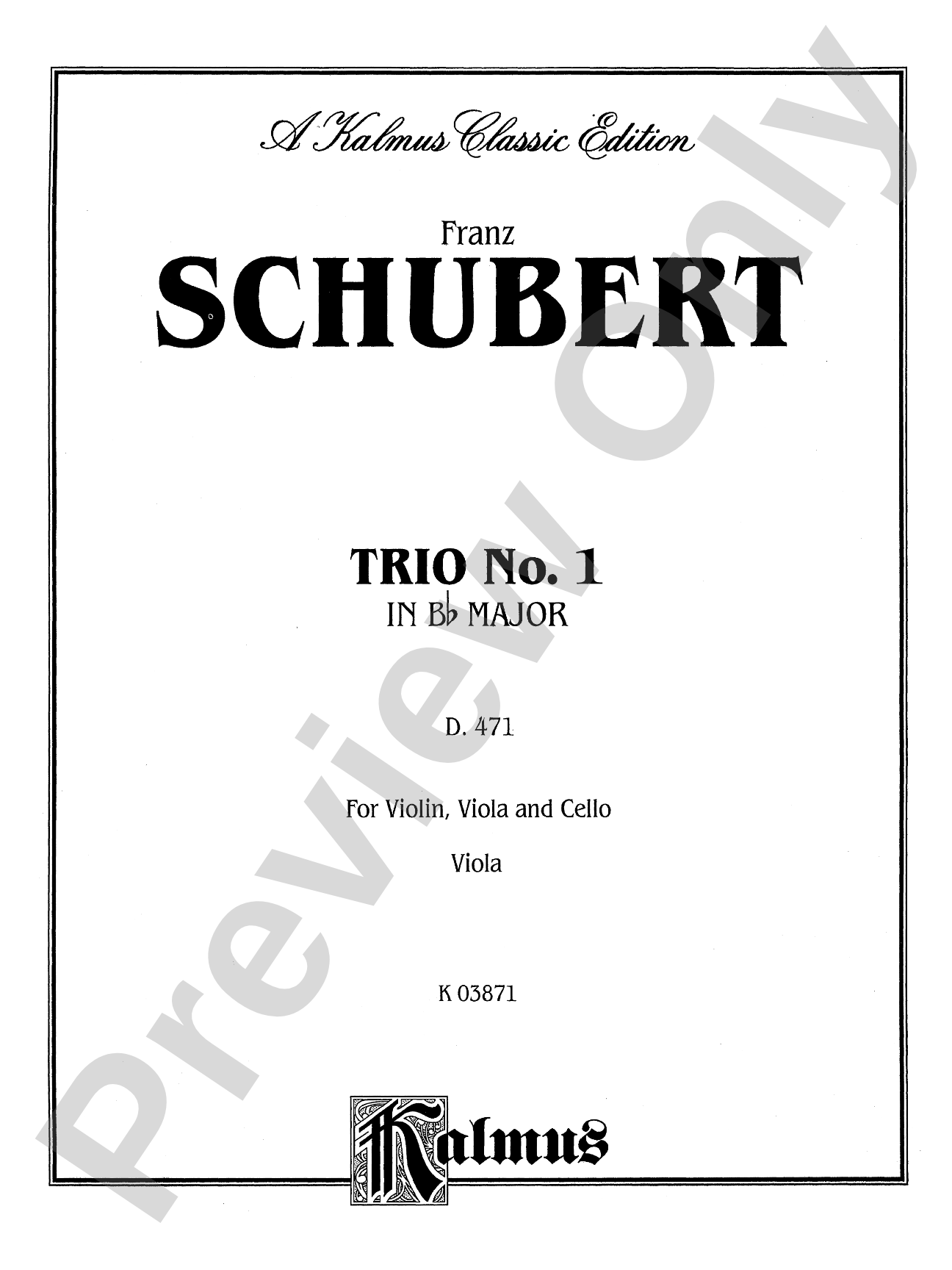Schubert: Trio No. 1 in B flat Major