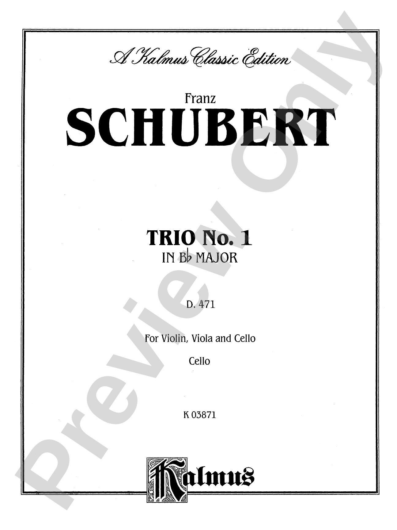 Schubert: Trio No. 1 in B flat Major