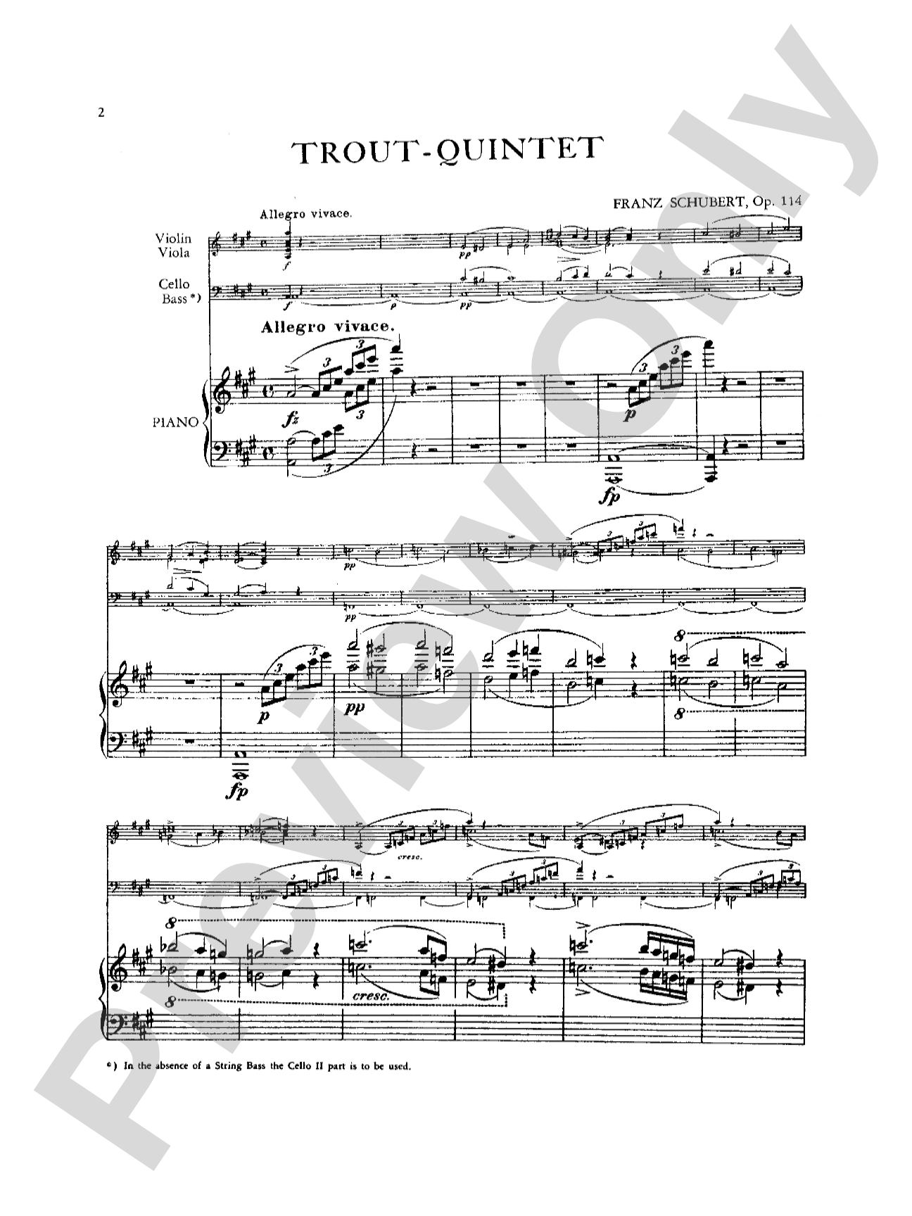 Schubert: "The Trout" Quintet, Op. 114: String Quintet Book