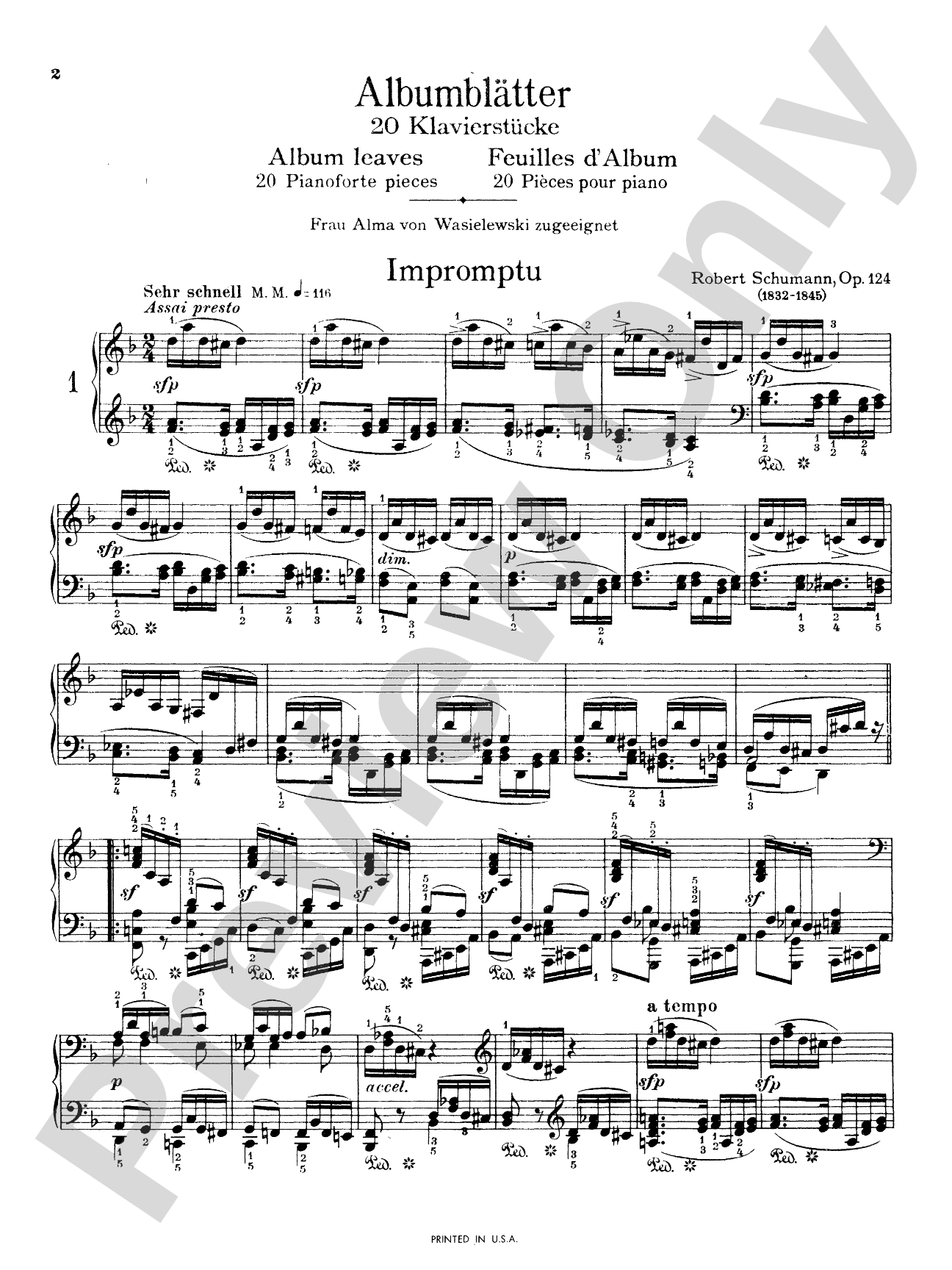 Schumann: Album Leaves (Albumblätter), Op. 124: Piano Book