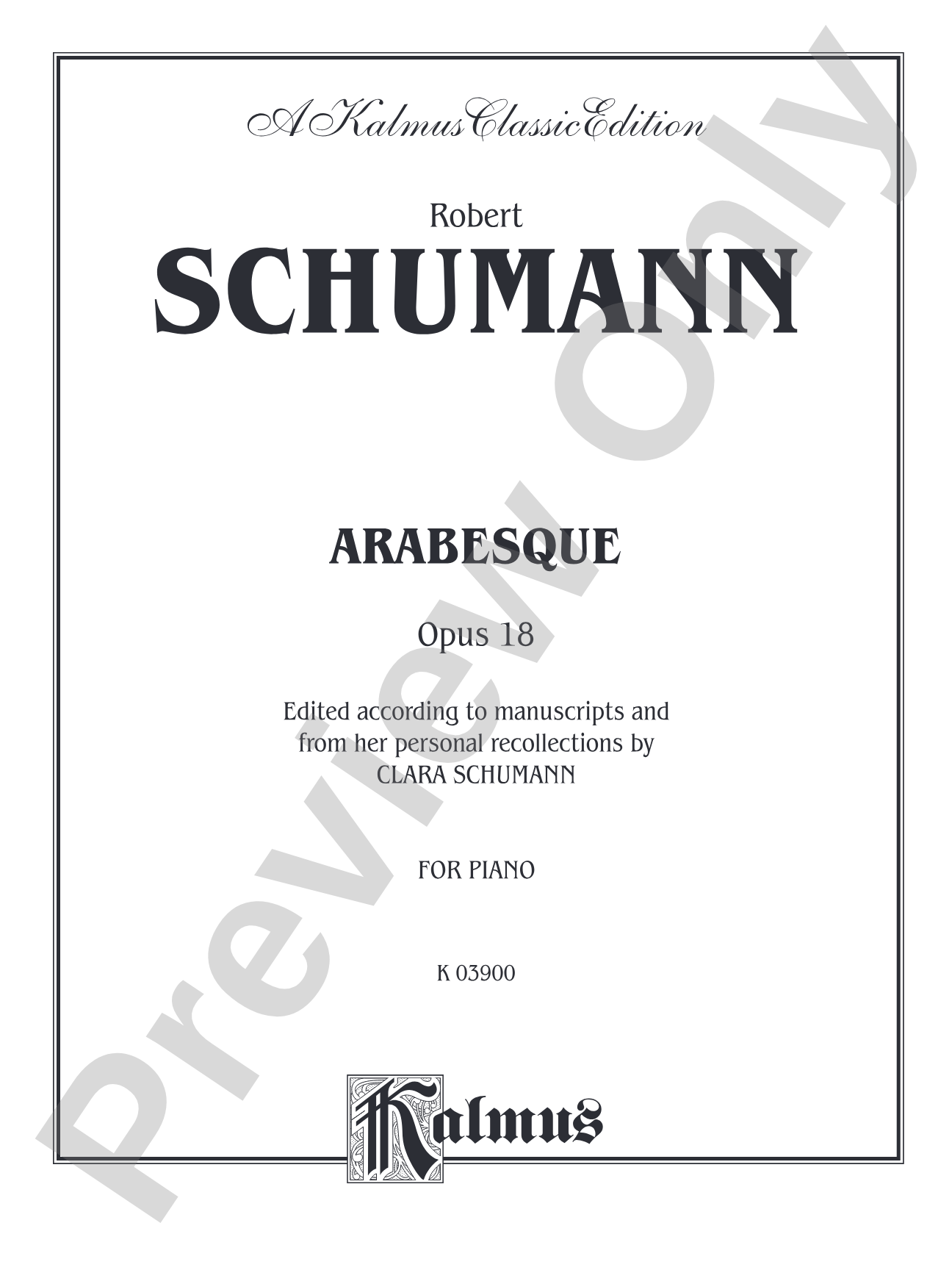 Schumann: Arabesque: Piano